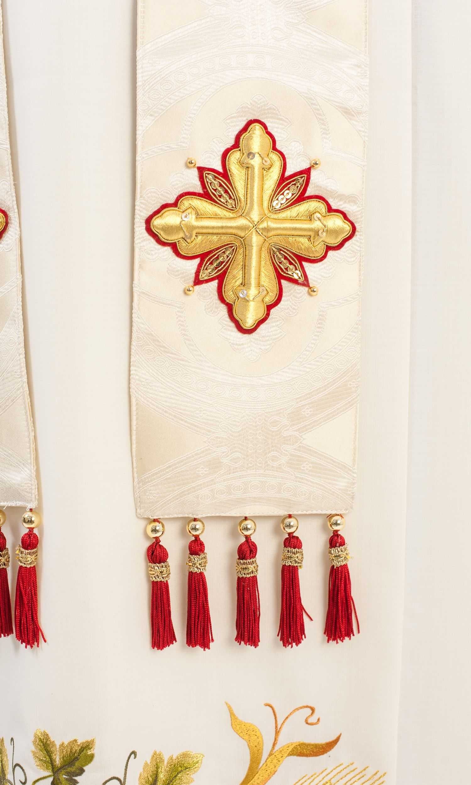 Stola per Sacerdote Bianca con Croci Canuttiglia Oro