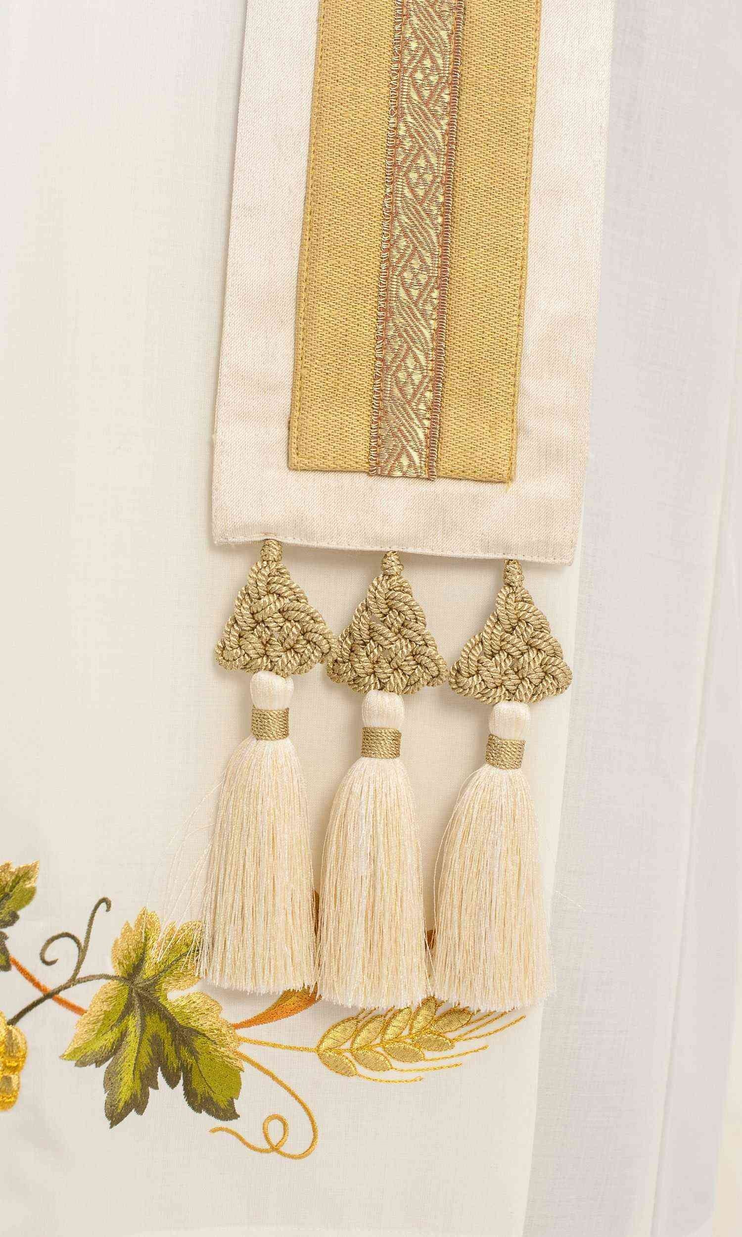 Stola per Sacerdote in Seta Bianca con Inserti