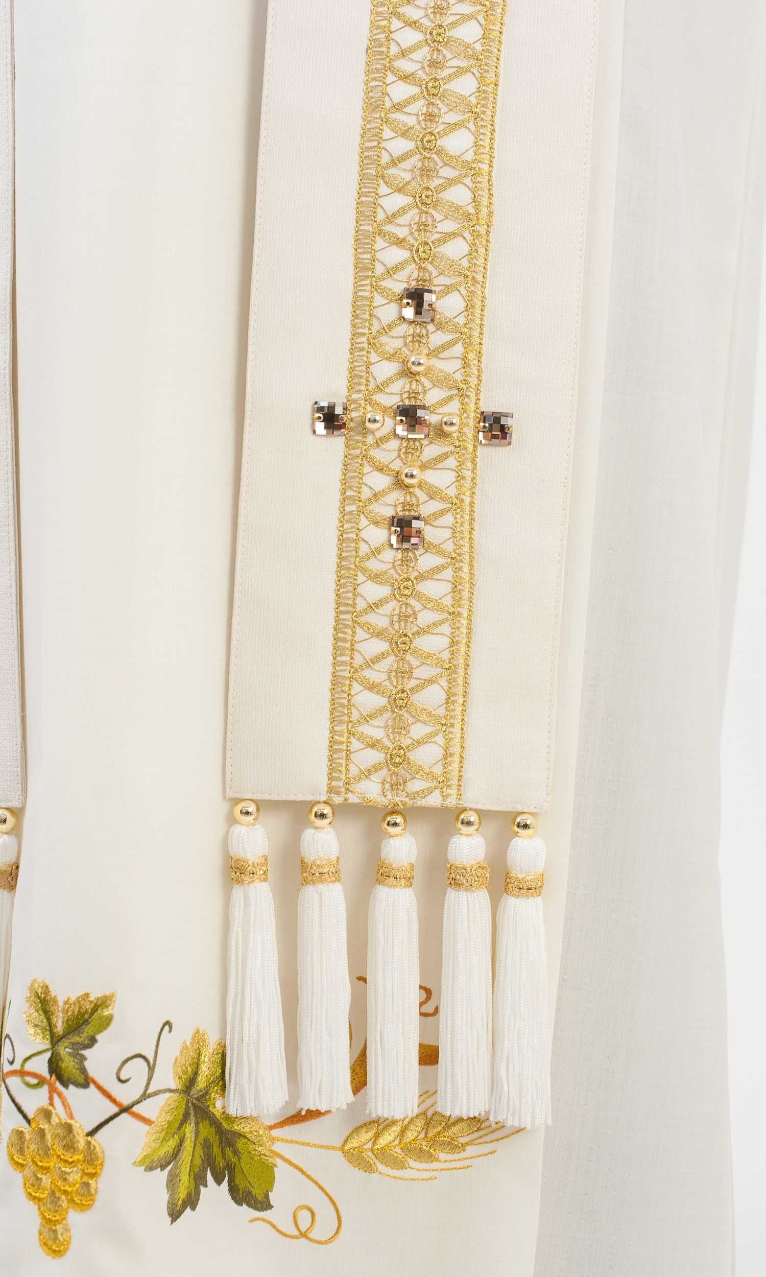 Stola per Sacerdote Bianca con Passamaneria Oro