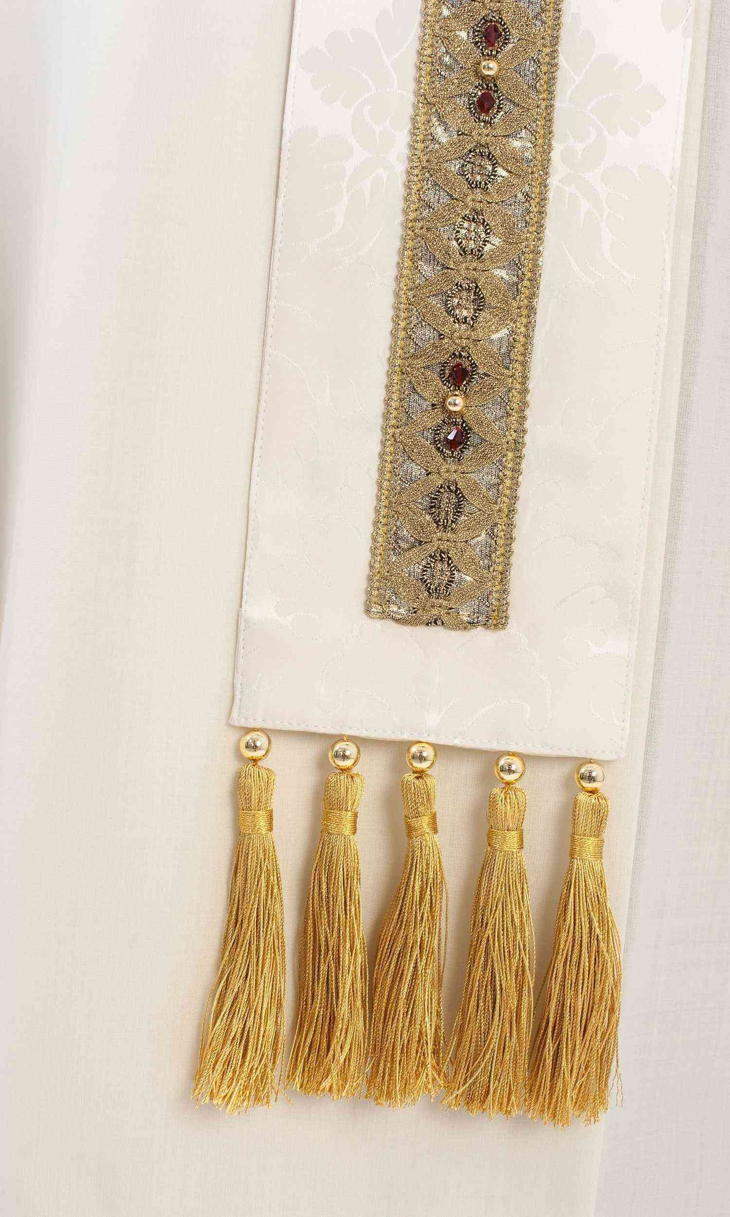 Stola per Sacerdote in Damasco Bianco