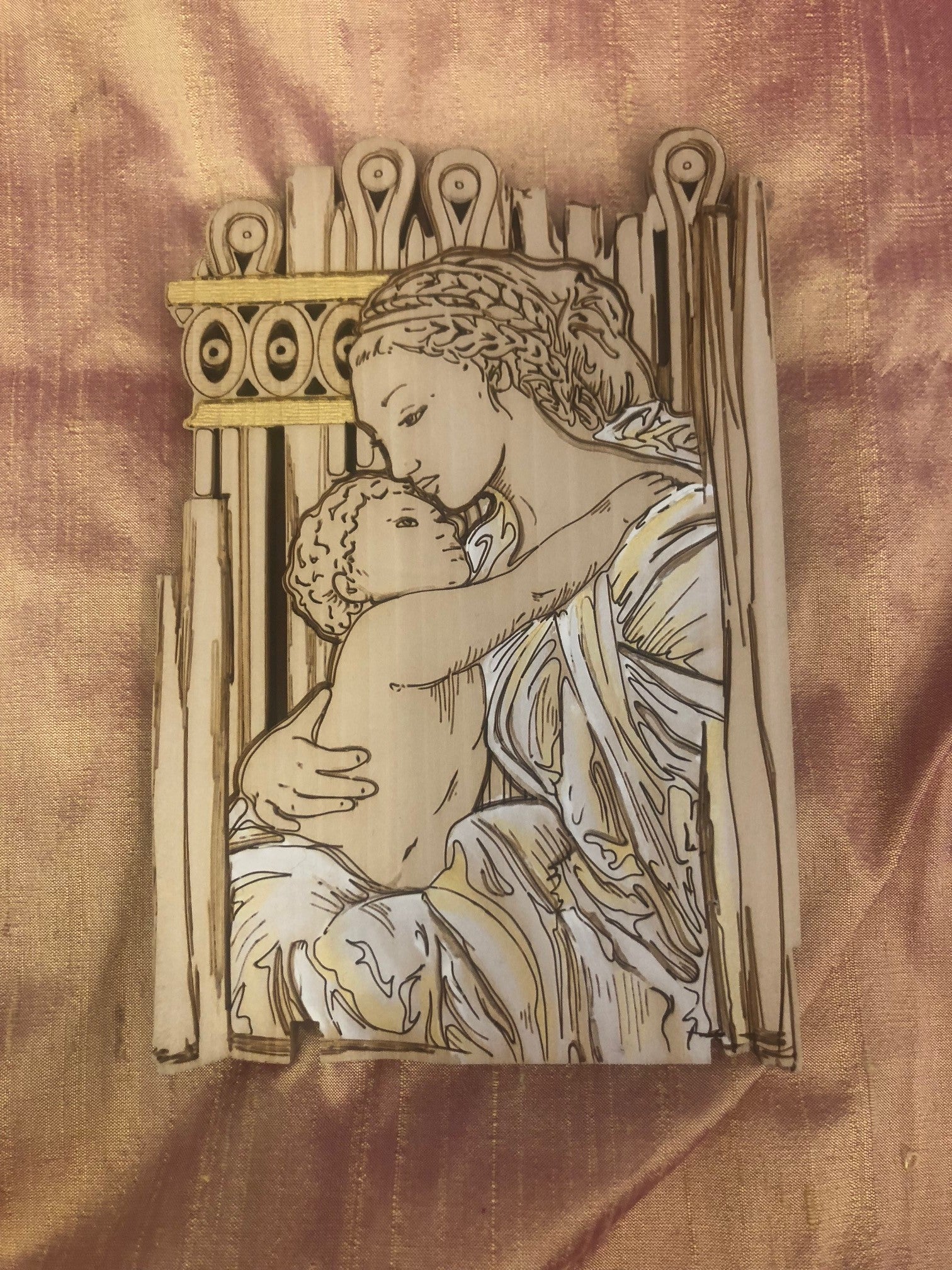 Icona in legno Madonna con bambino