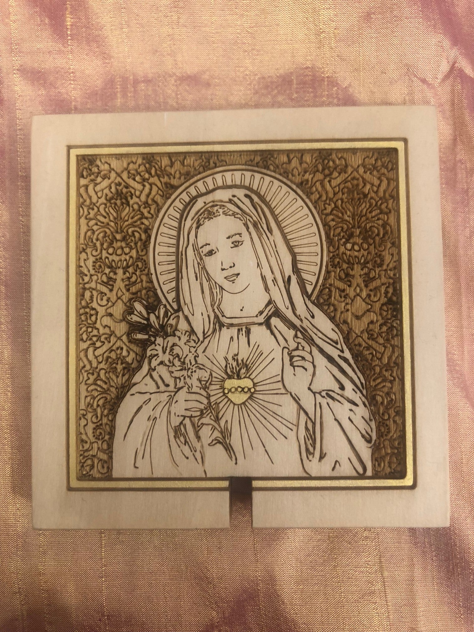 Icona Nostra Signora del Sacro Cuore in legno