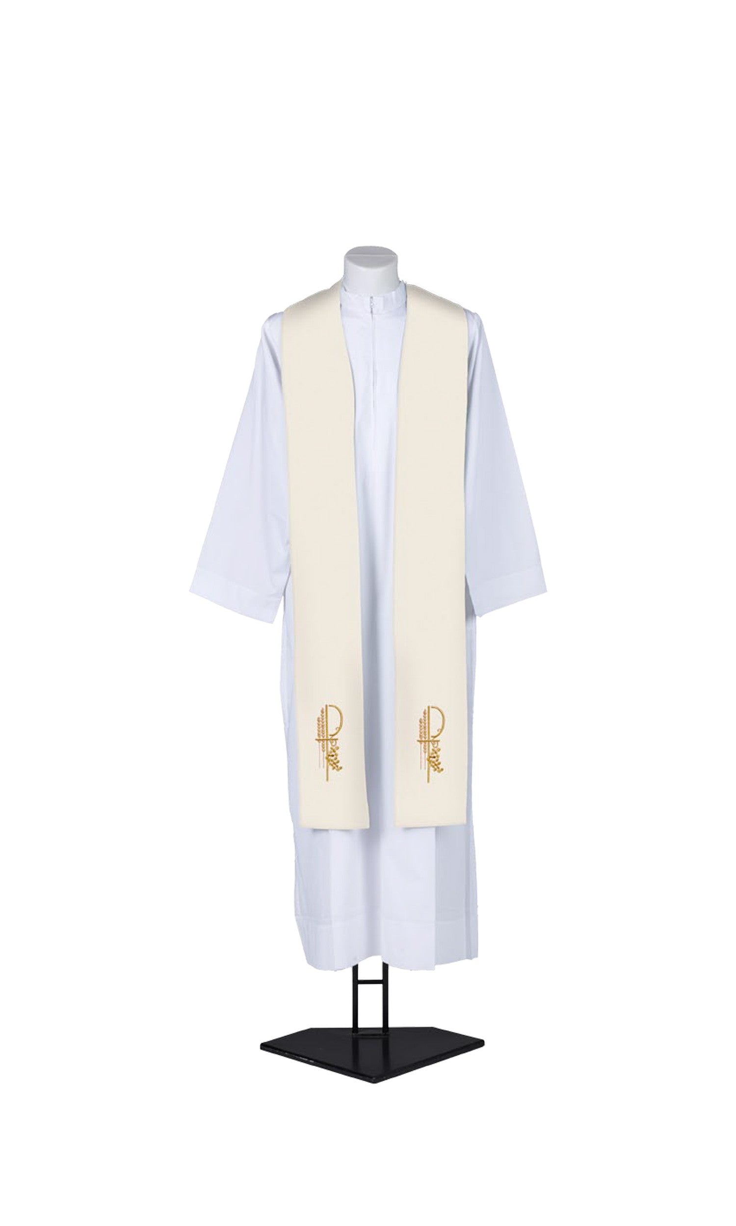 Stola per Sacerdote con P, Uva e Grano Dorati (Colori Liturgici Disponibili)