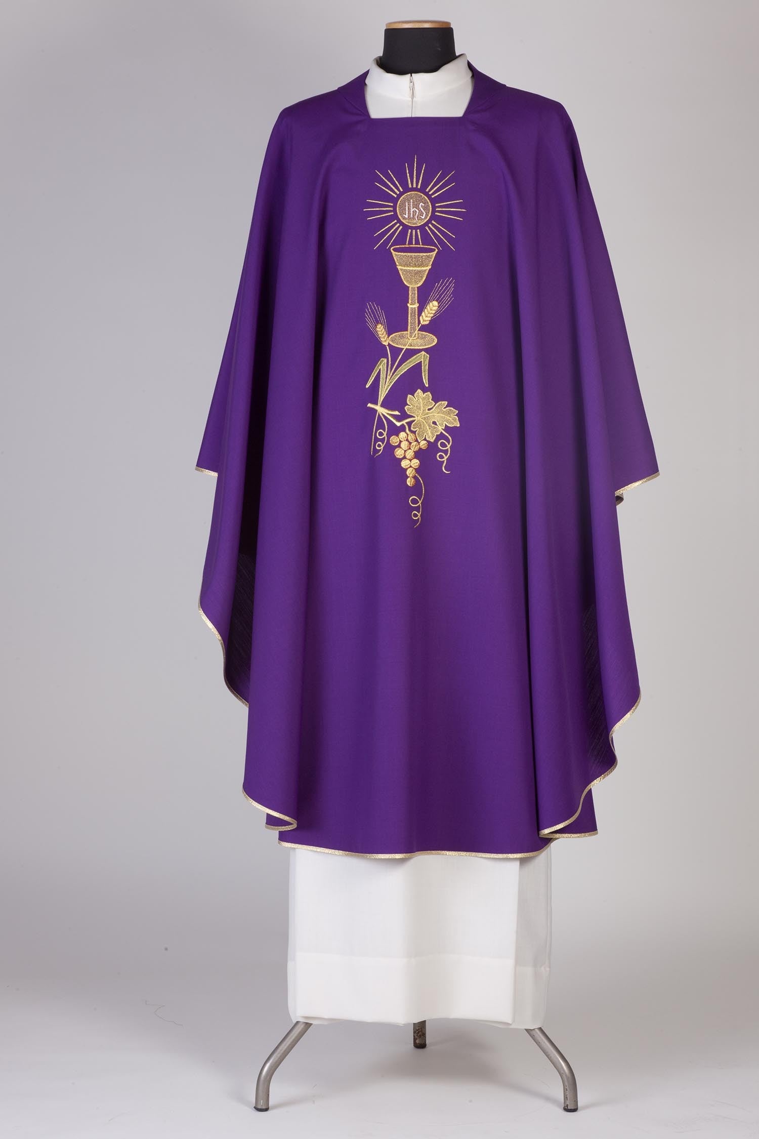 Casula con Ricamo Calice Grano ed Uva (Colori Liturgici Disponibili)