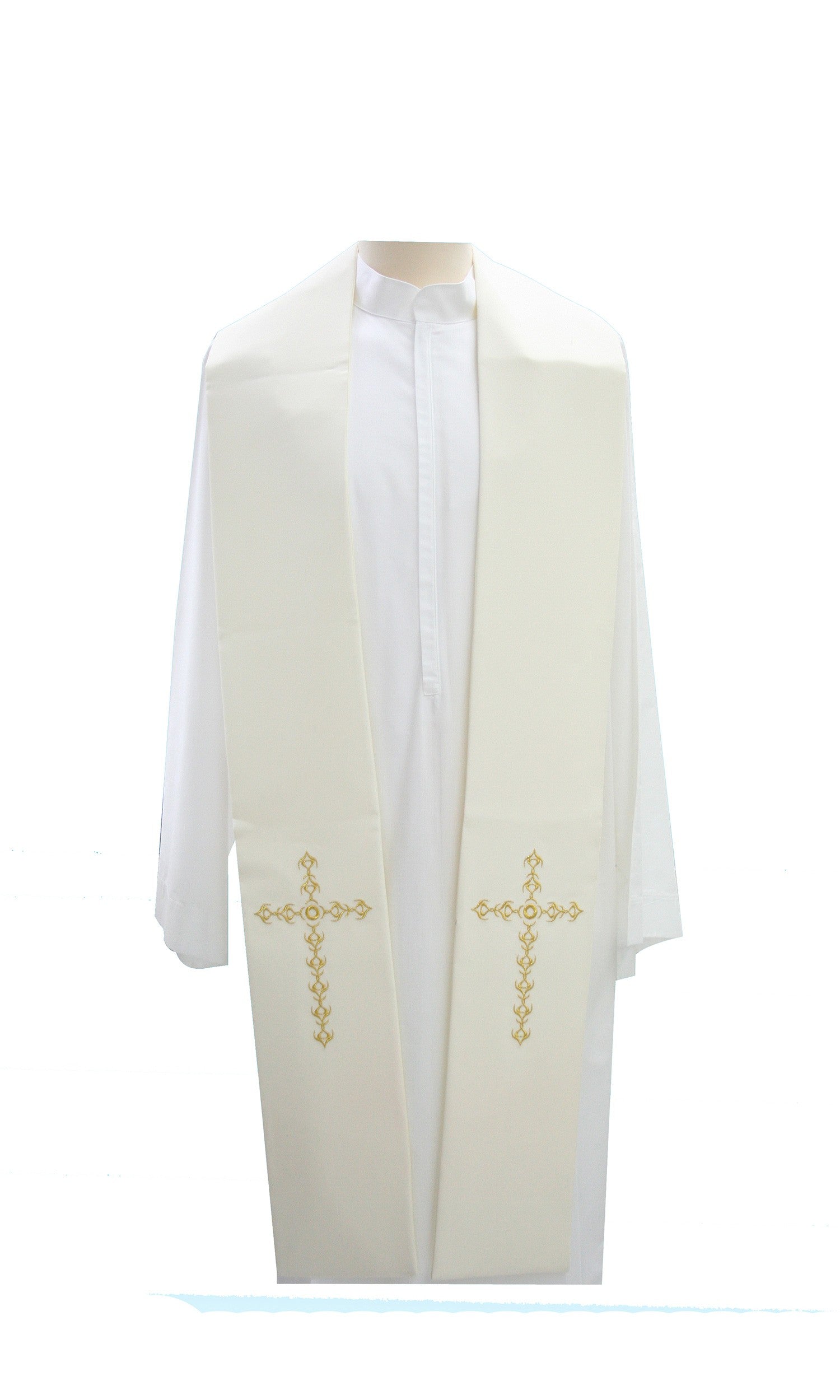 Stola per Sacerdote con Ricamo Croci Oro (Colori Liturgici Disponibili)