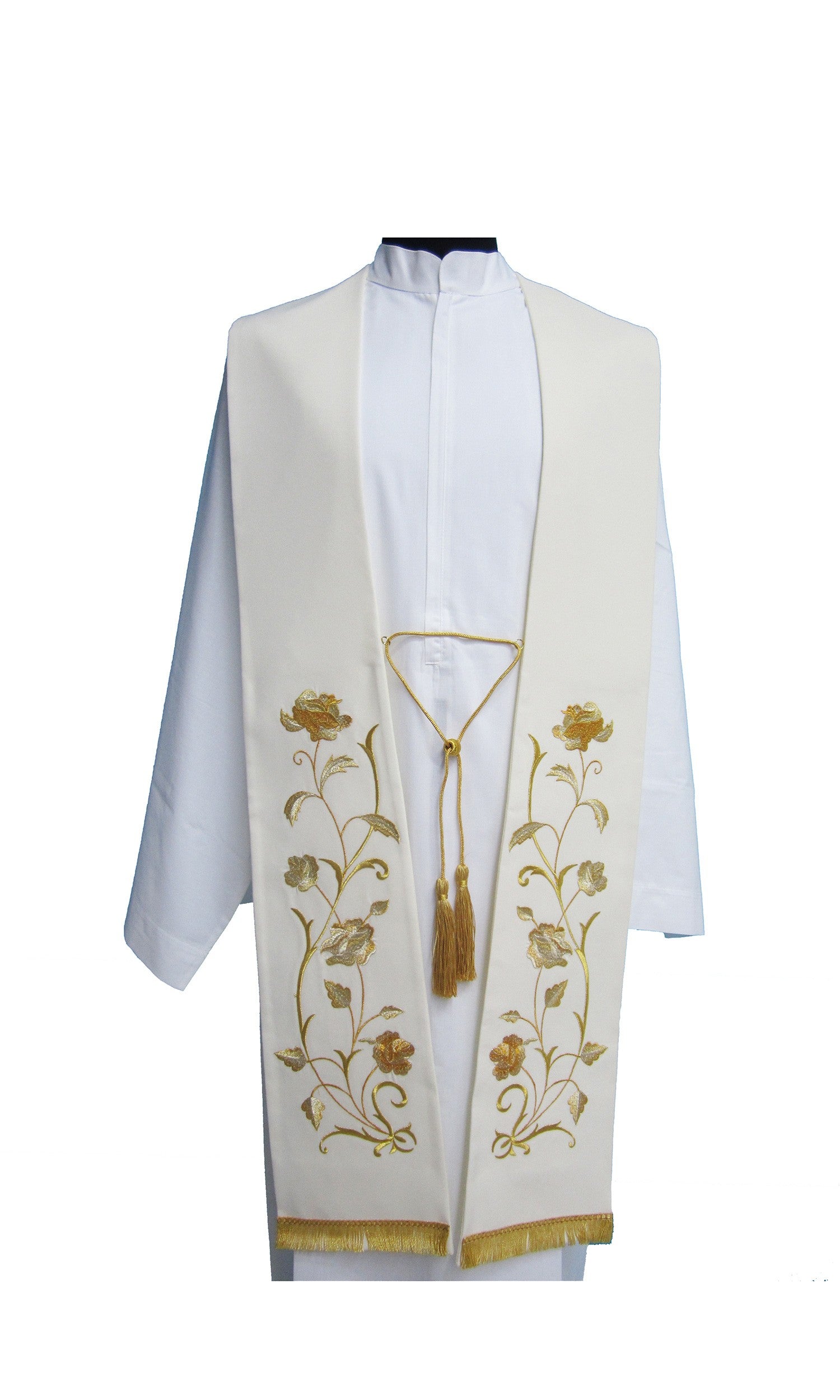 Stola per Sacerdote Poliestere Ricamo floreale (Colori Liturgici Disponibili)