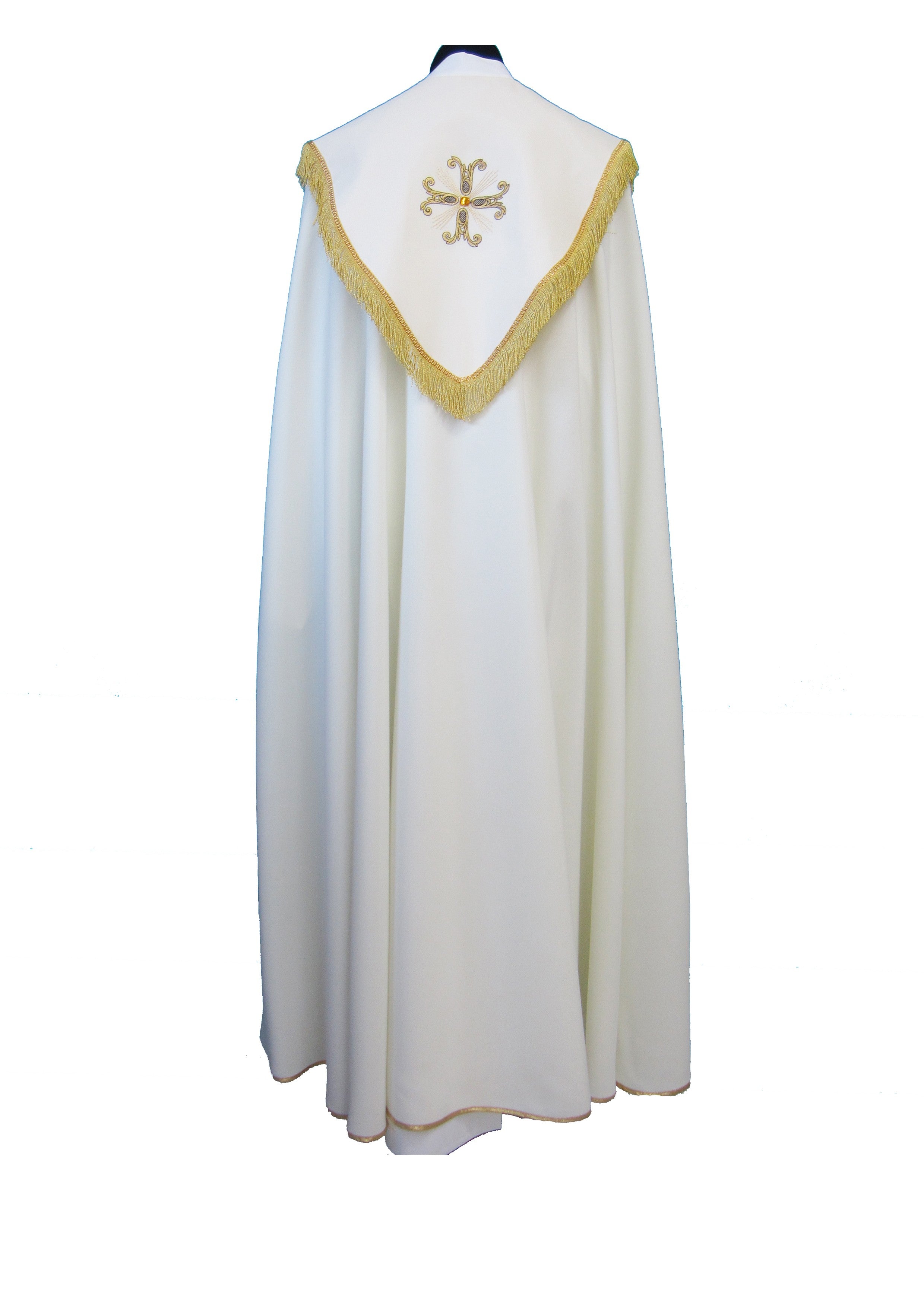 Piviale Sacro in poliestere con ricamo croci oro con Pietre Ambrate