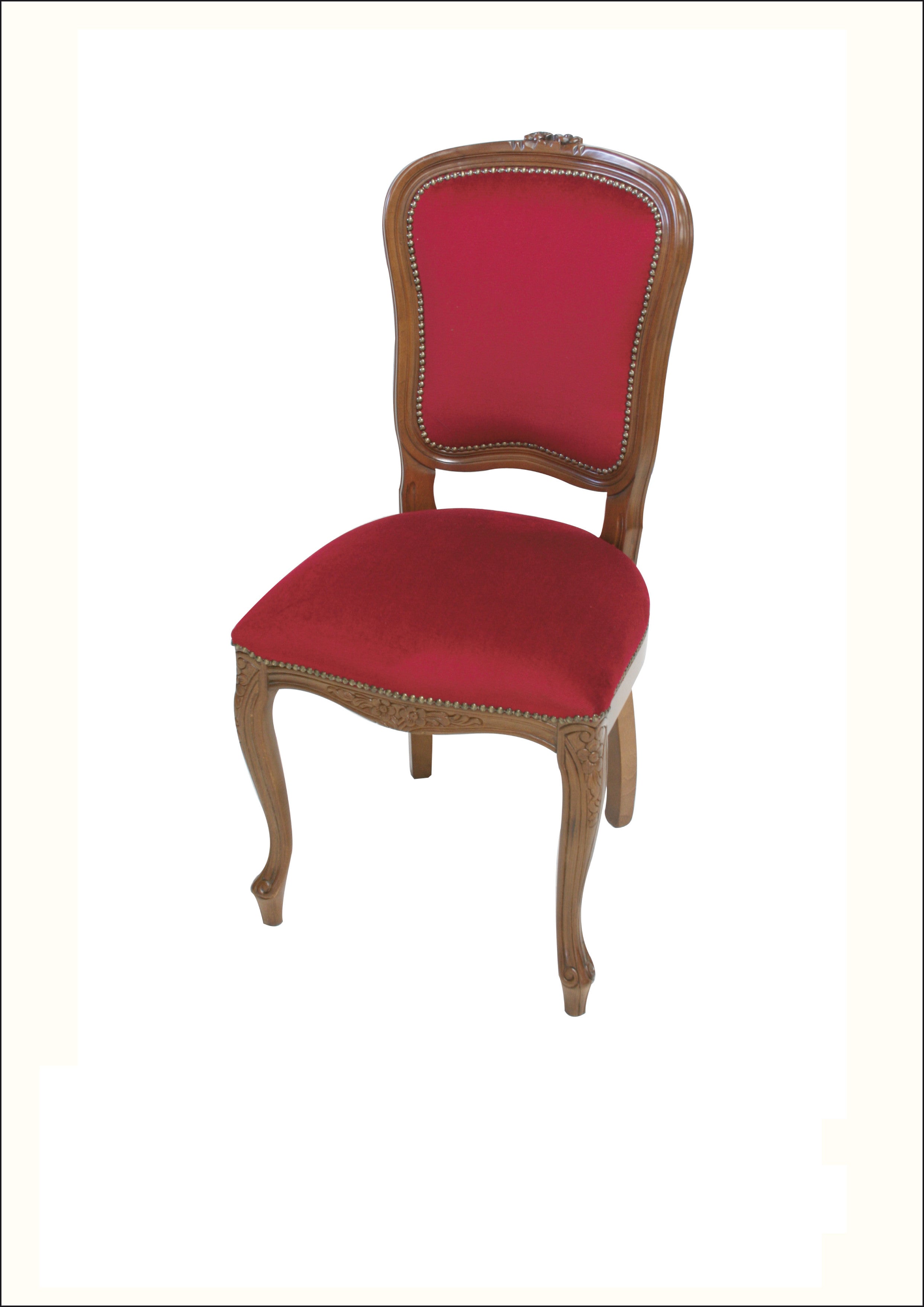 Sedia in Legno Massello Stile barocco Colore noce Imbottitura rossa