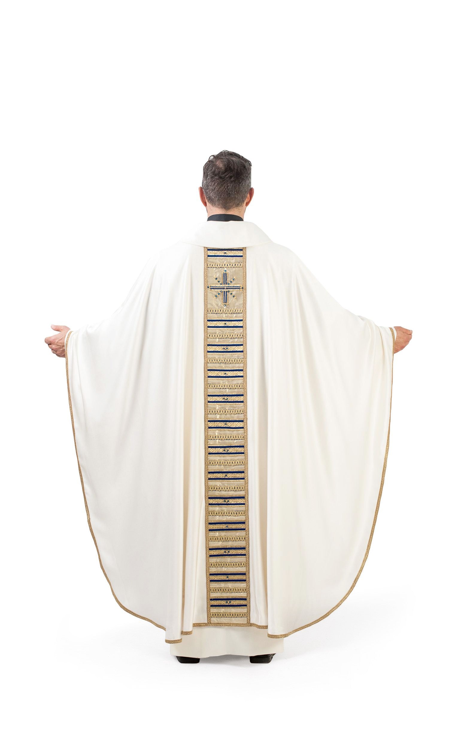 Casula Mariana in Raso Misto-Seta con Stolone in Seta e Lurex Oro