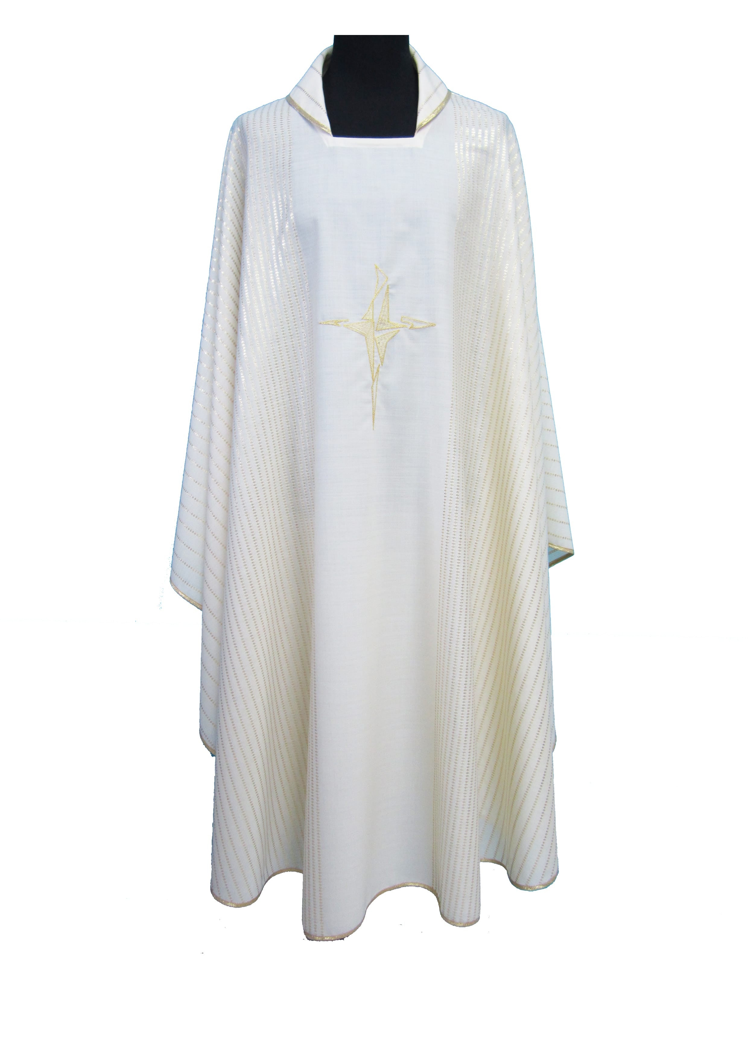 Casula Liturgica in Lana Metallo Bianca lurex ricamo croce