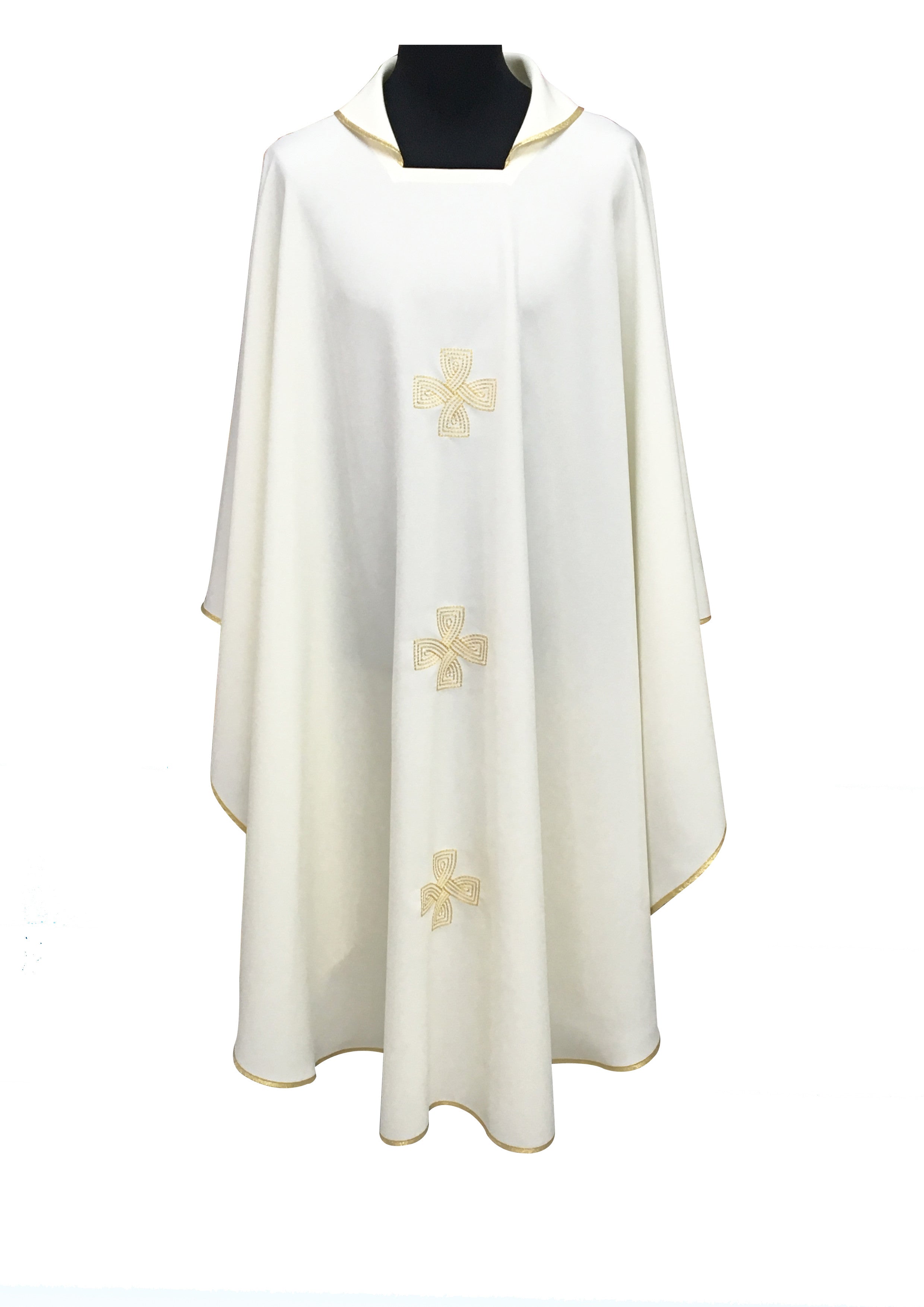 Casula da sacerdote in Poliestere Ricamo tre croci intrecciate in Oro