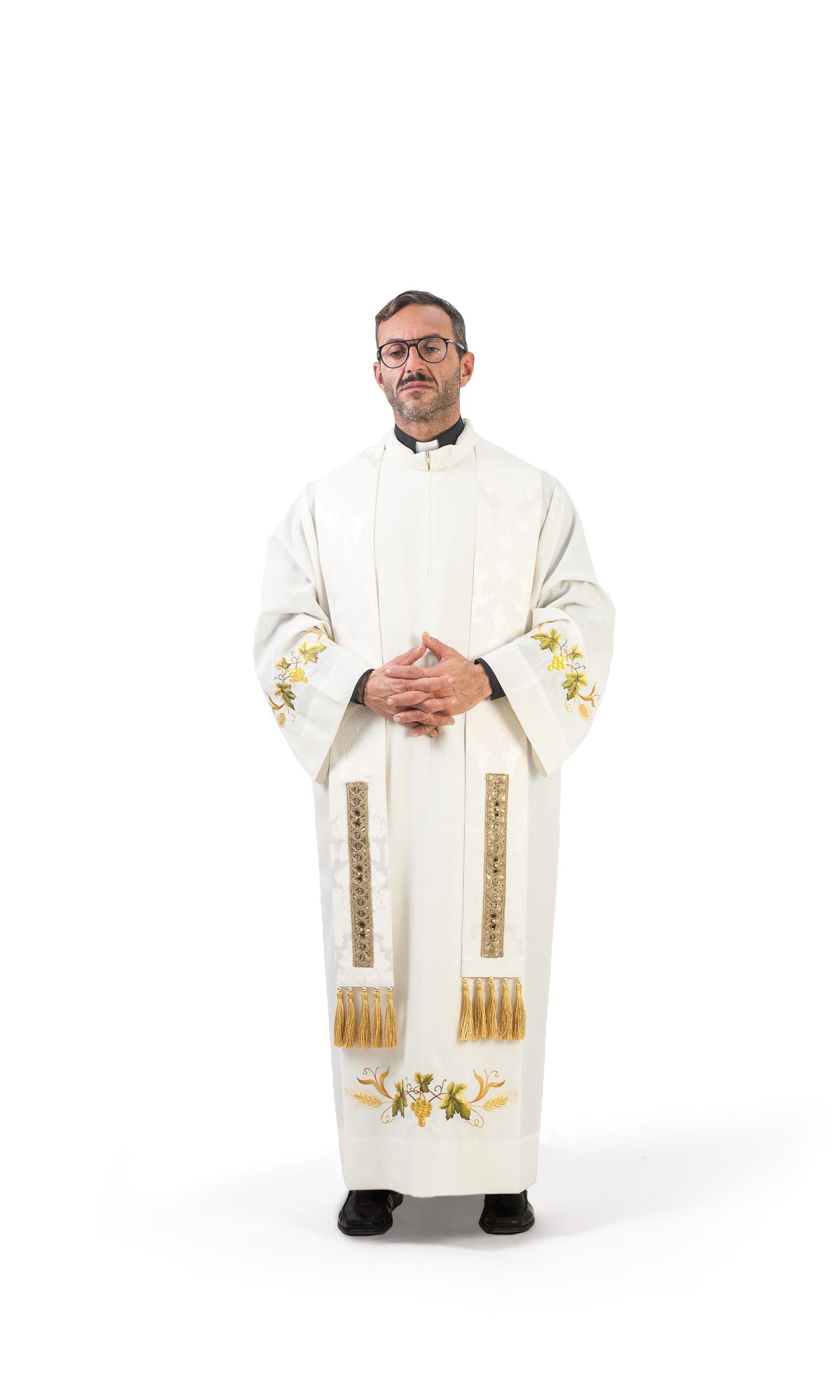 Stola per Sacerdote in Damasco Bianco