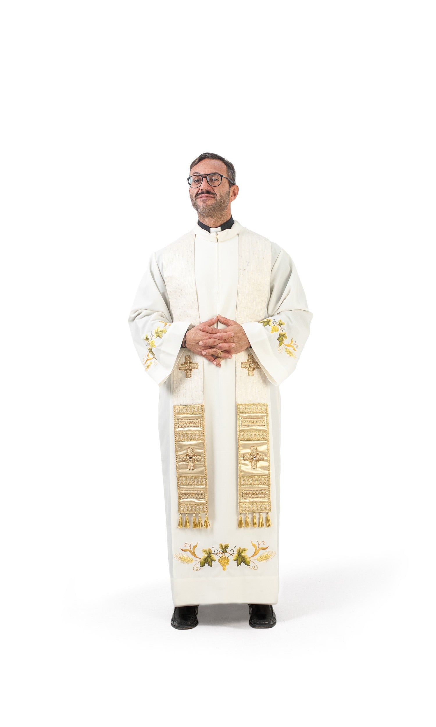 Stola per Sacerdote in Lana Lino Lurex con Formelle