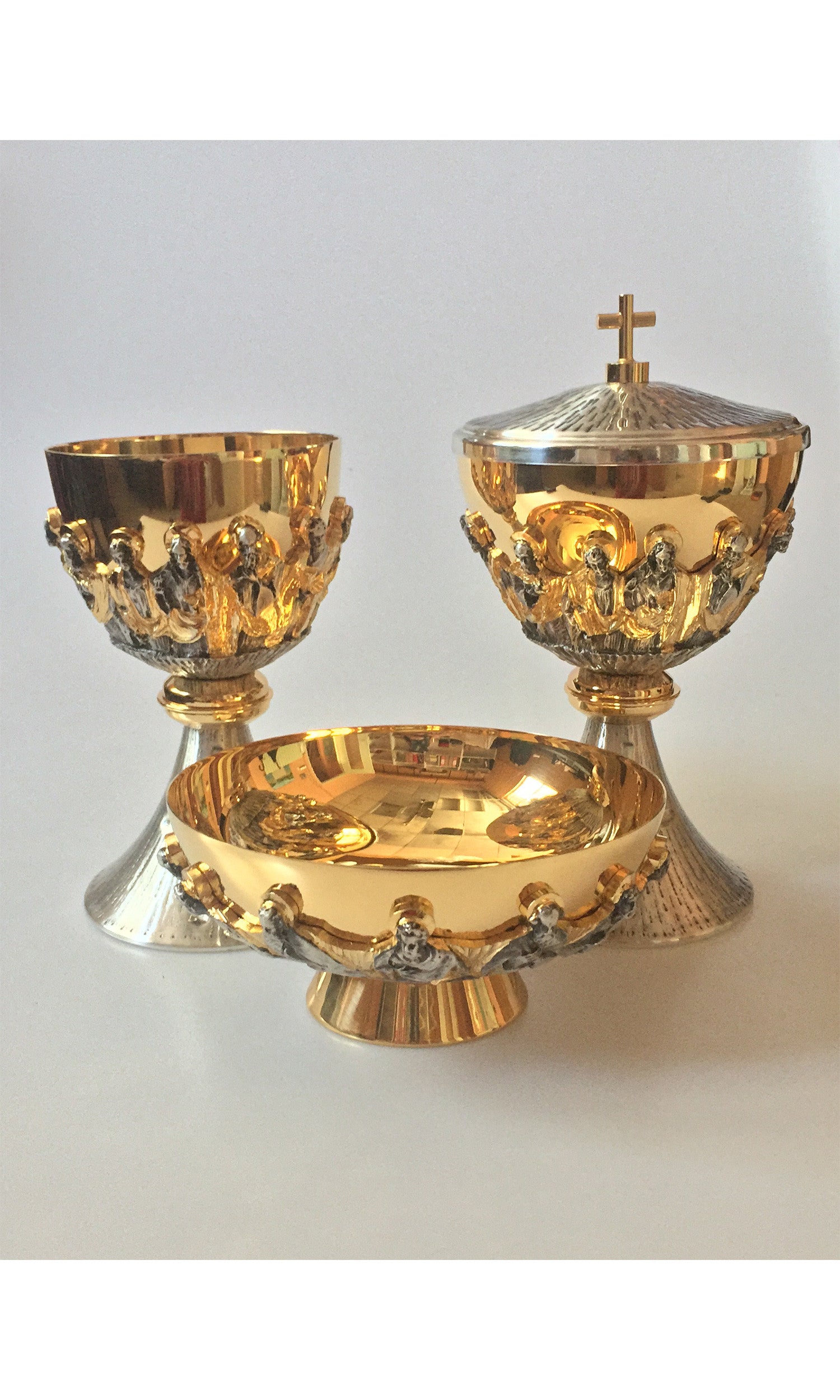 Calice con Apostoli in Bronzo fuso color Dorato e Argento