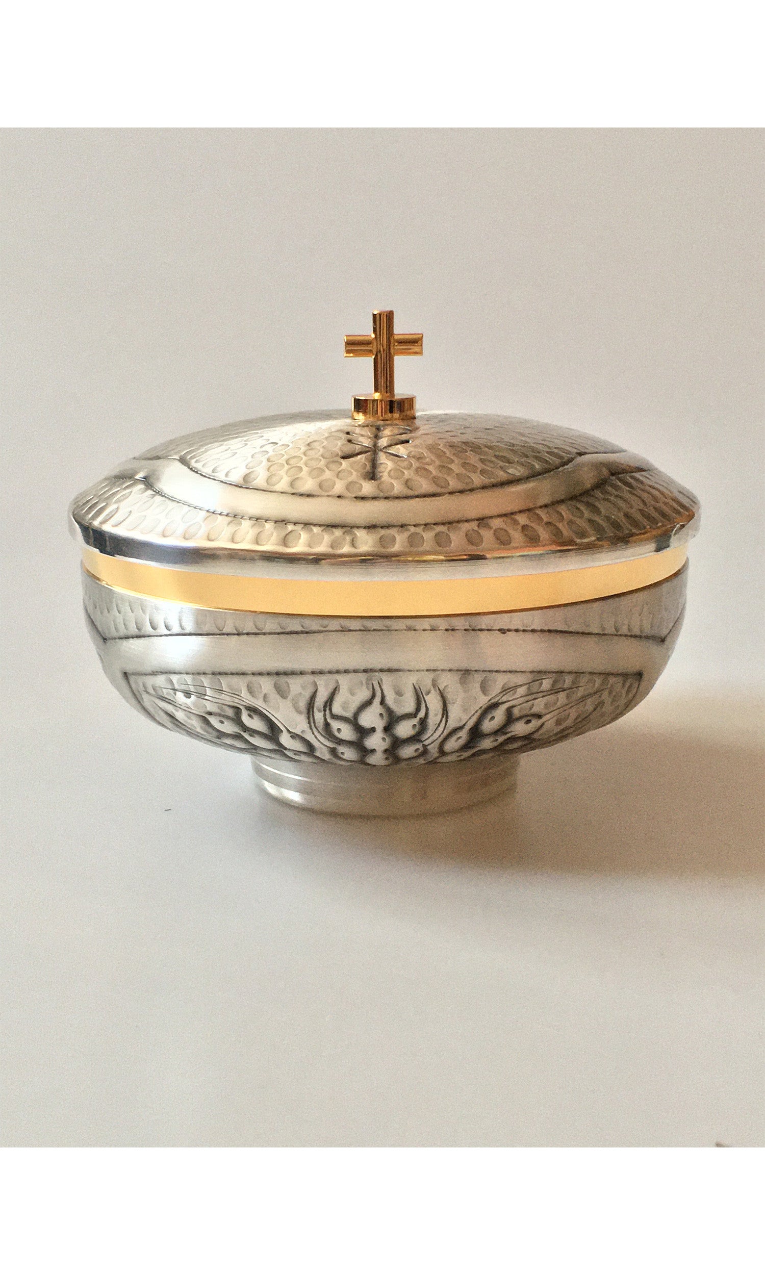 Pisside bassa in Bronzo fuso color Argento Diametro 14 cm