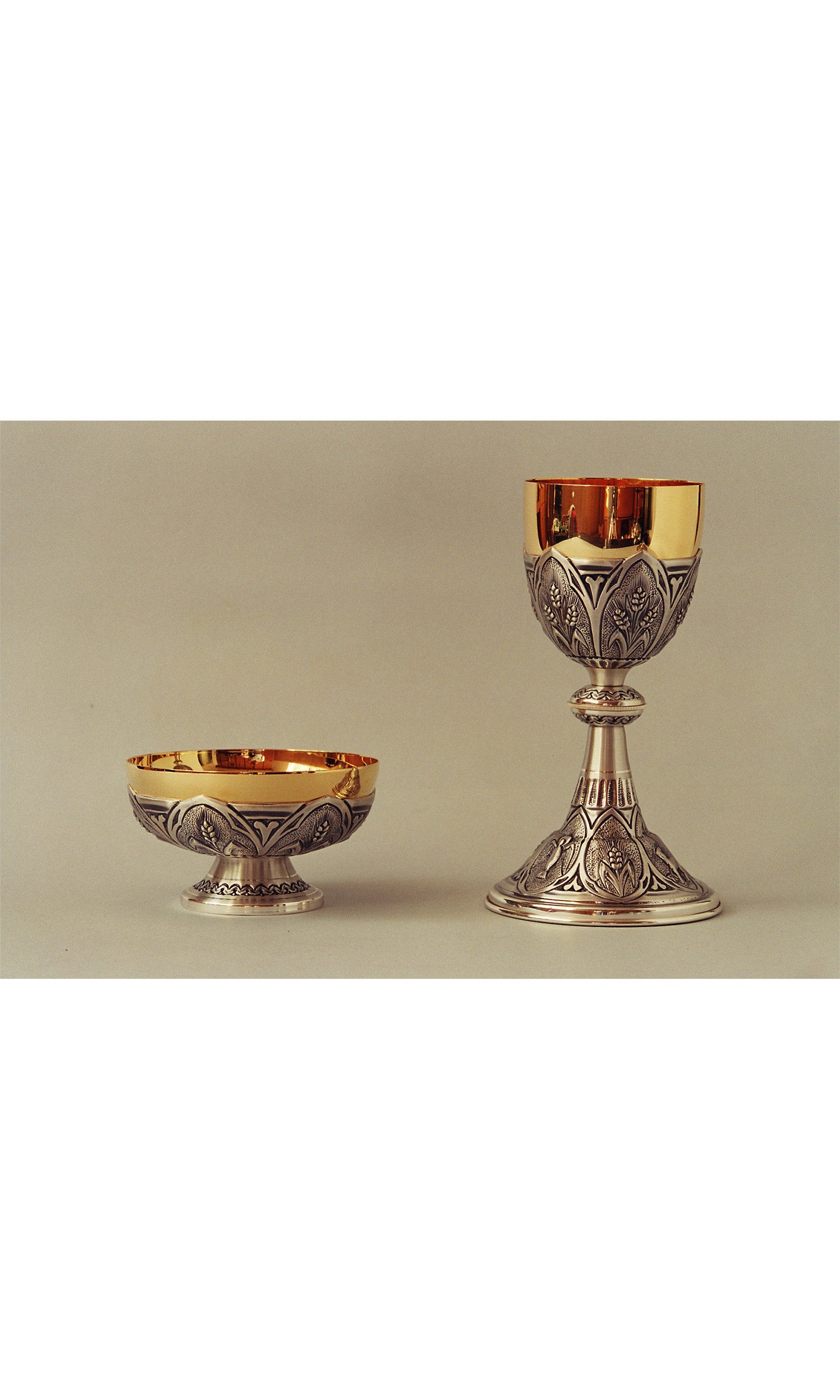 Calice in Bronzo fuso color Argento con Spighette di Grano