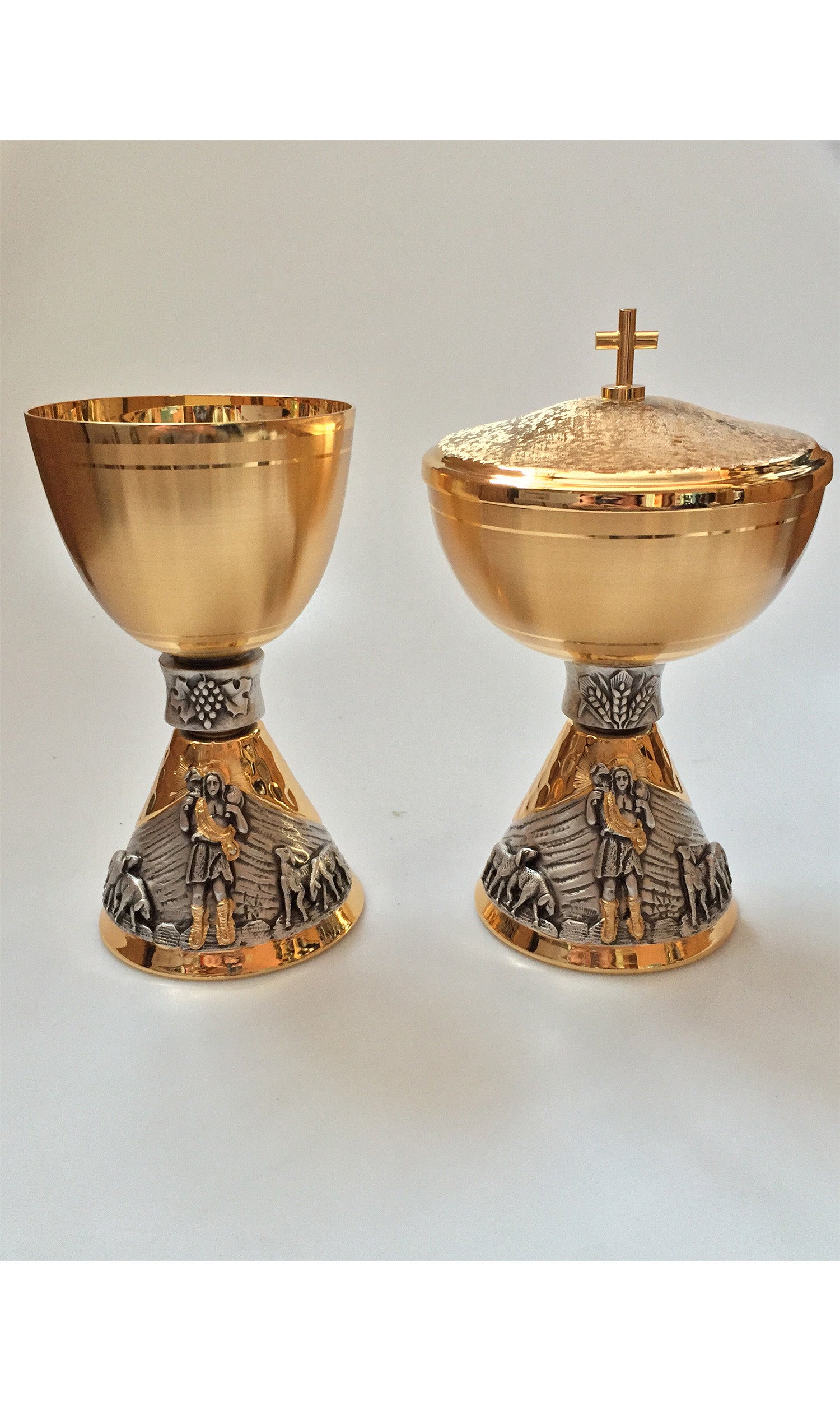 Calice "Buon Pastore" Coppa Oro e Stelo argento