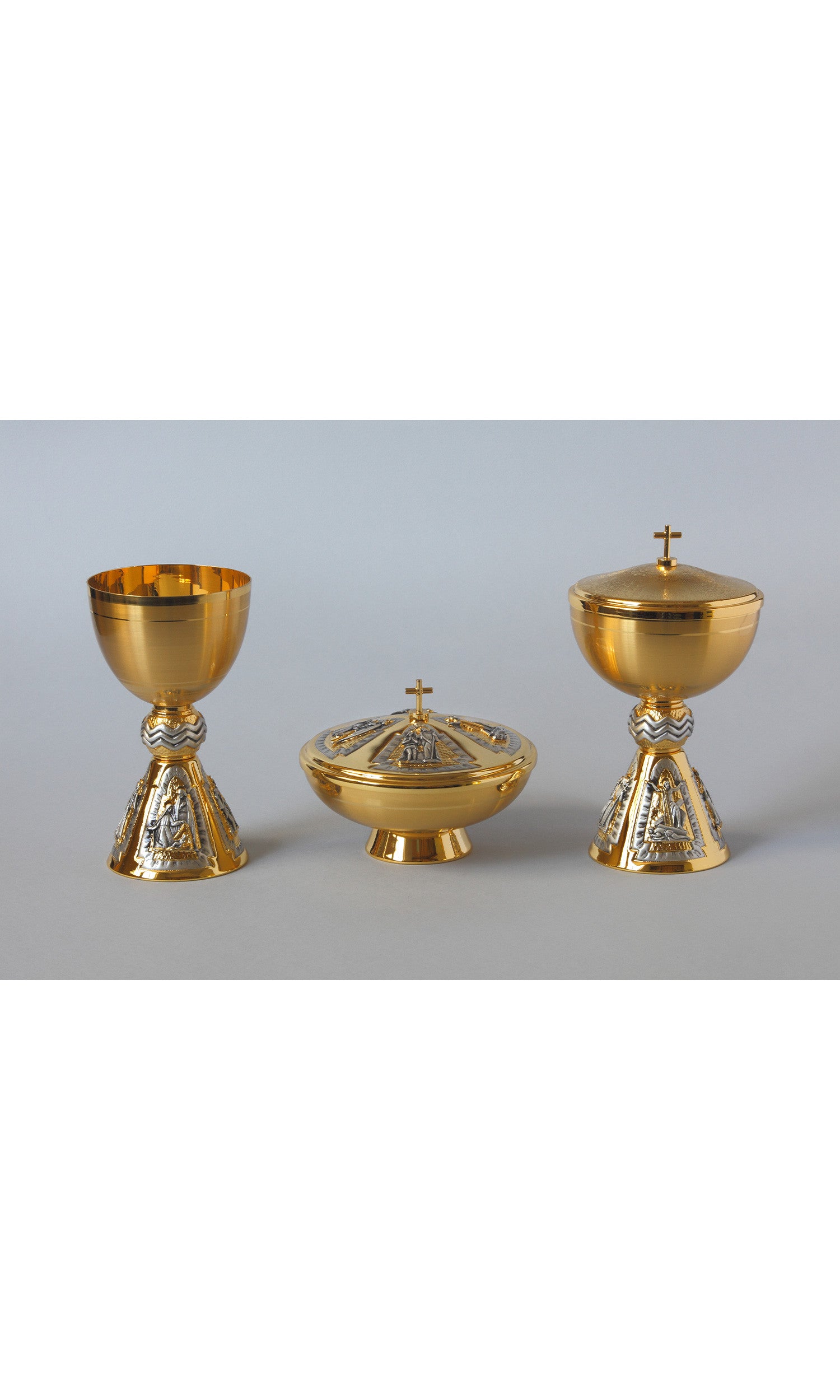 Pisside "Natività" in Dorato con decori Argento Altezza 19 cm