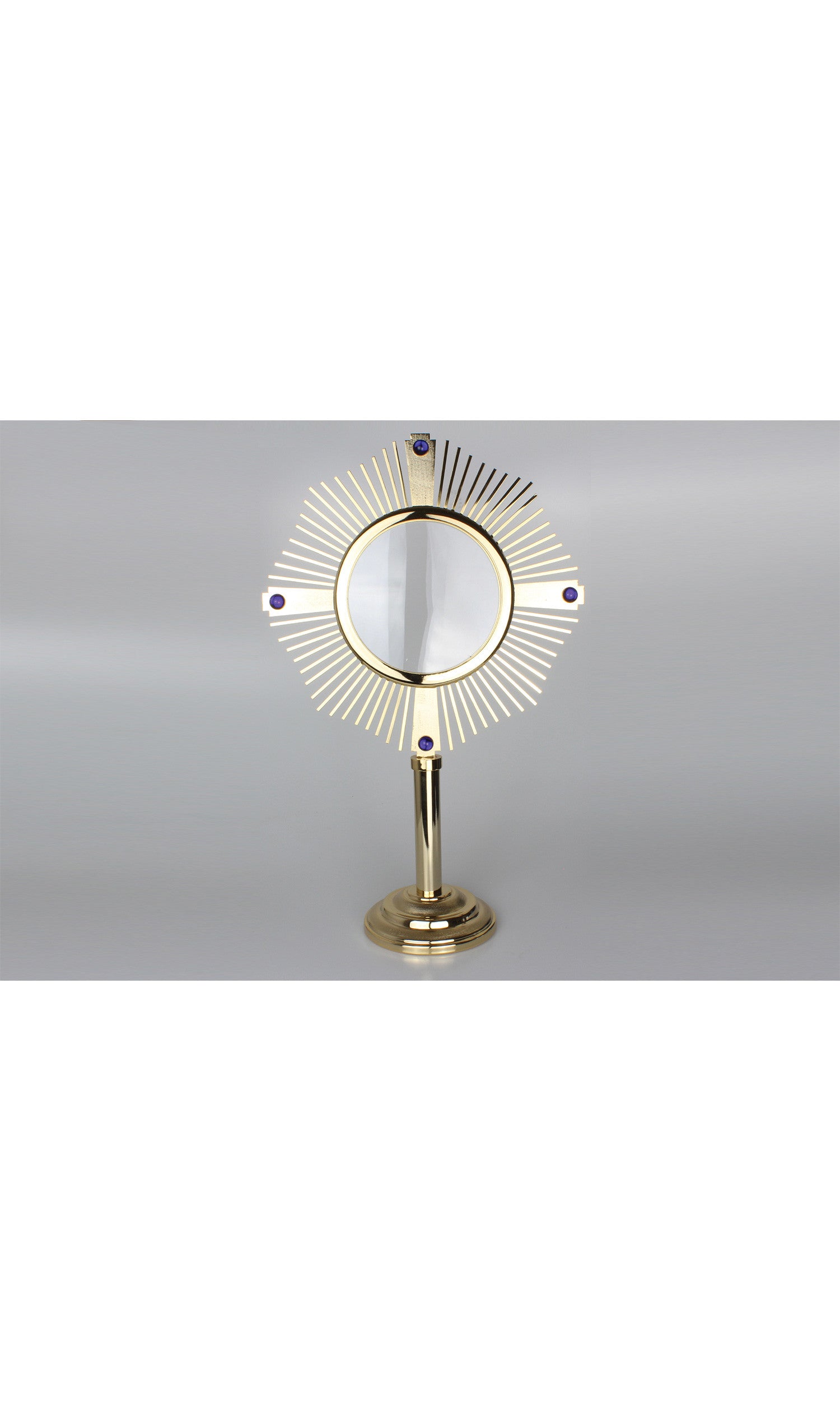 Teca dorata diametro 16 cm con Zaffiri Blu