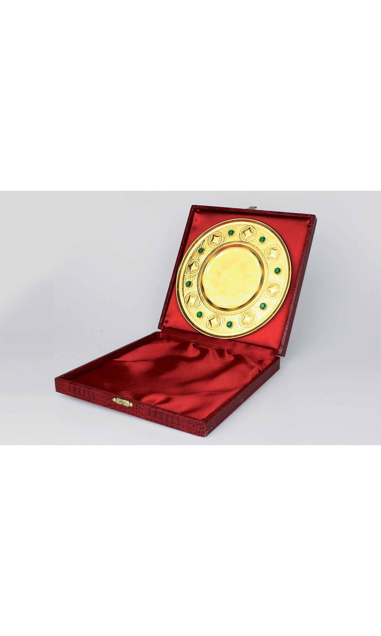 Patena "Rombi" in Bronzo fuso Colore oro diametro 17 cm