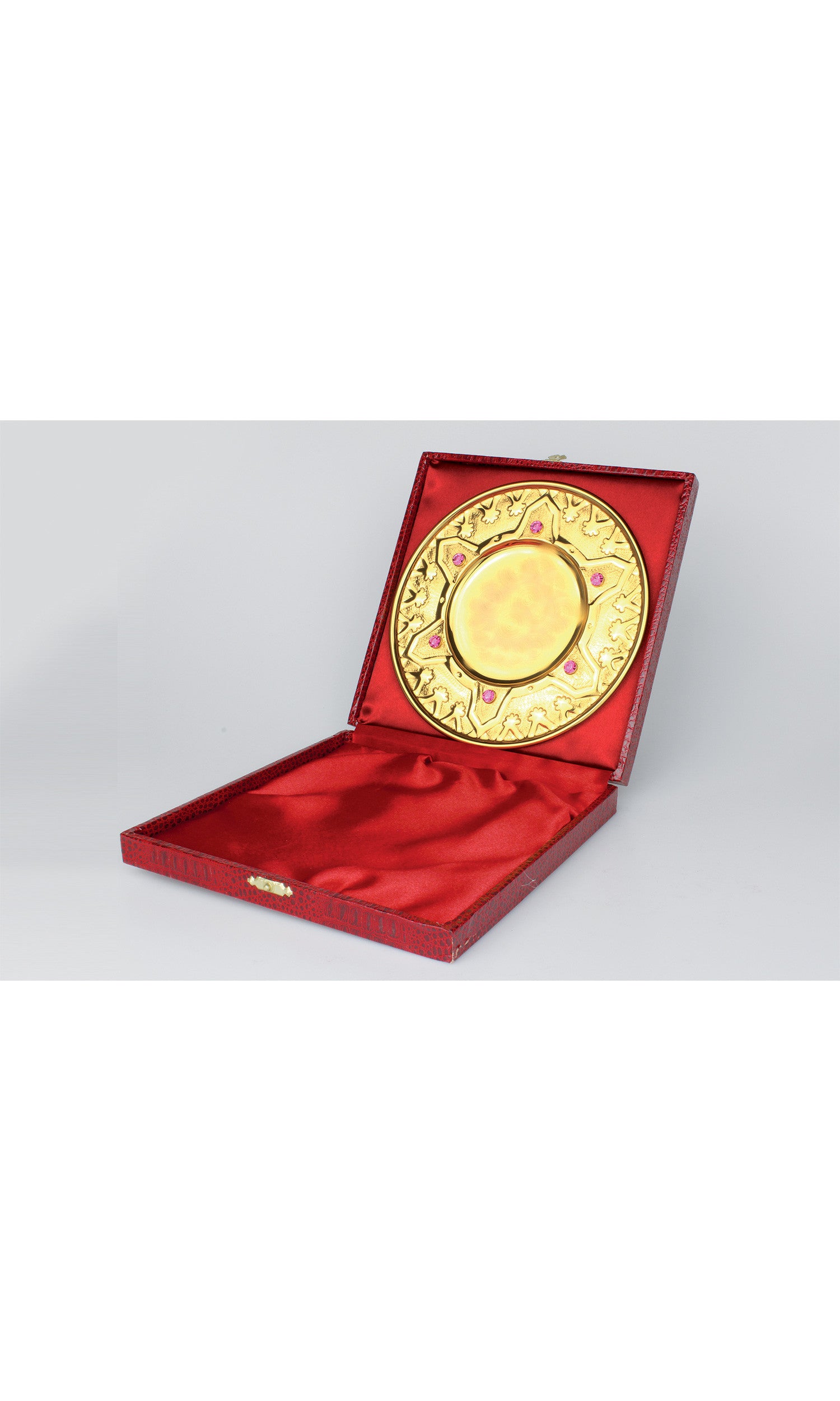 Patena "Fiore" Colore Oro con pietre dure colore Rosa