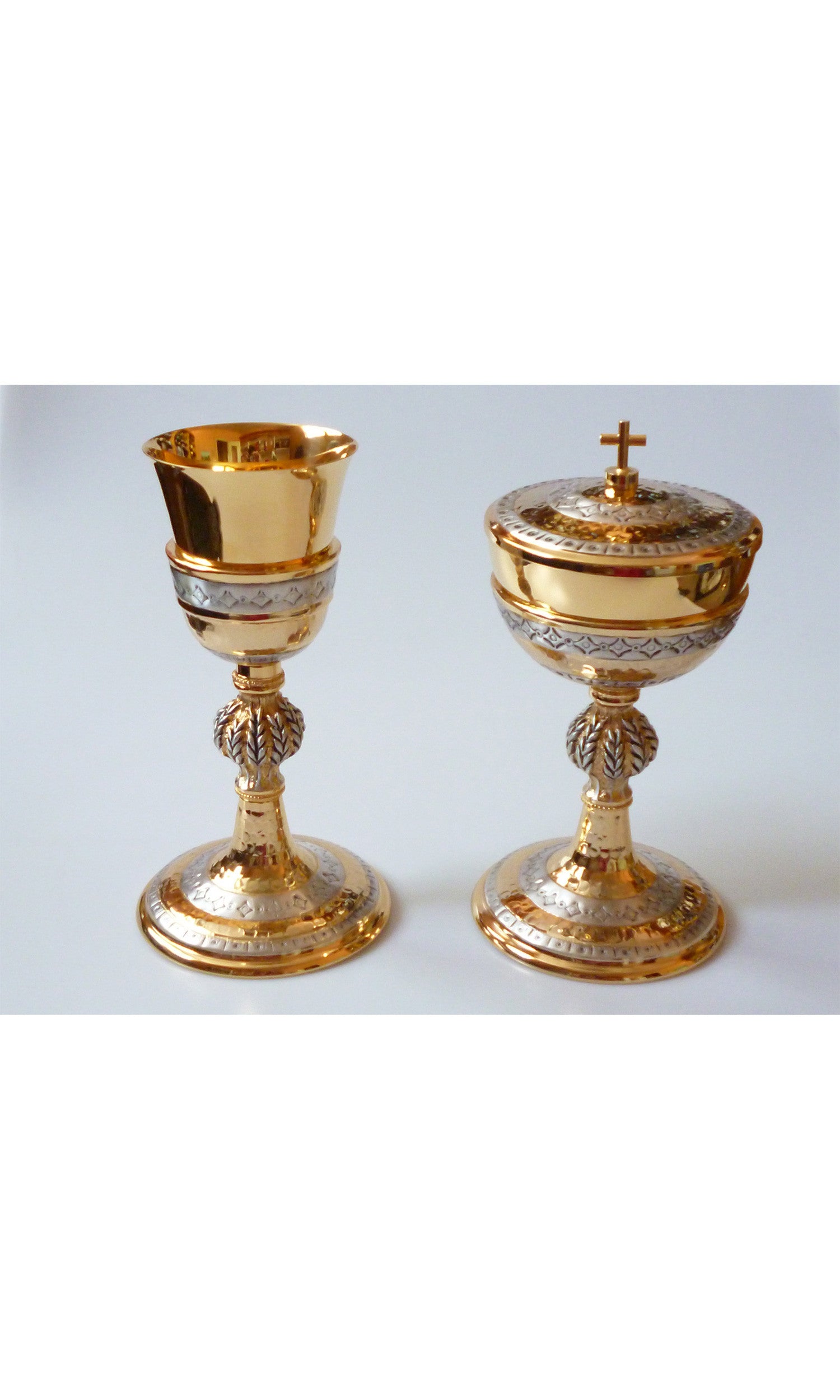Pisside "Spighe colore Oro con Greca decorativa in Argento