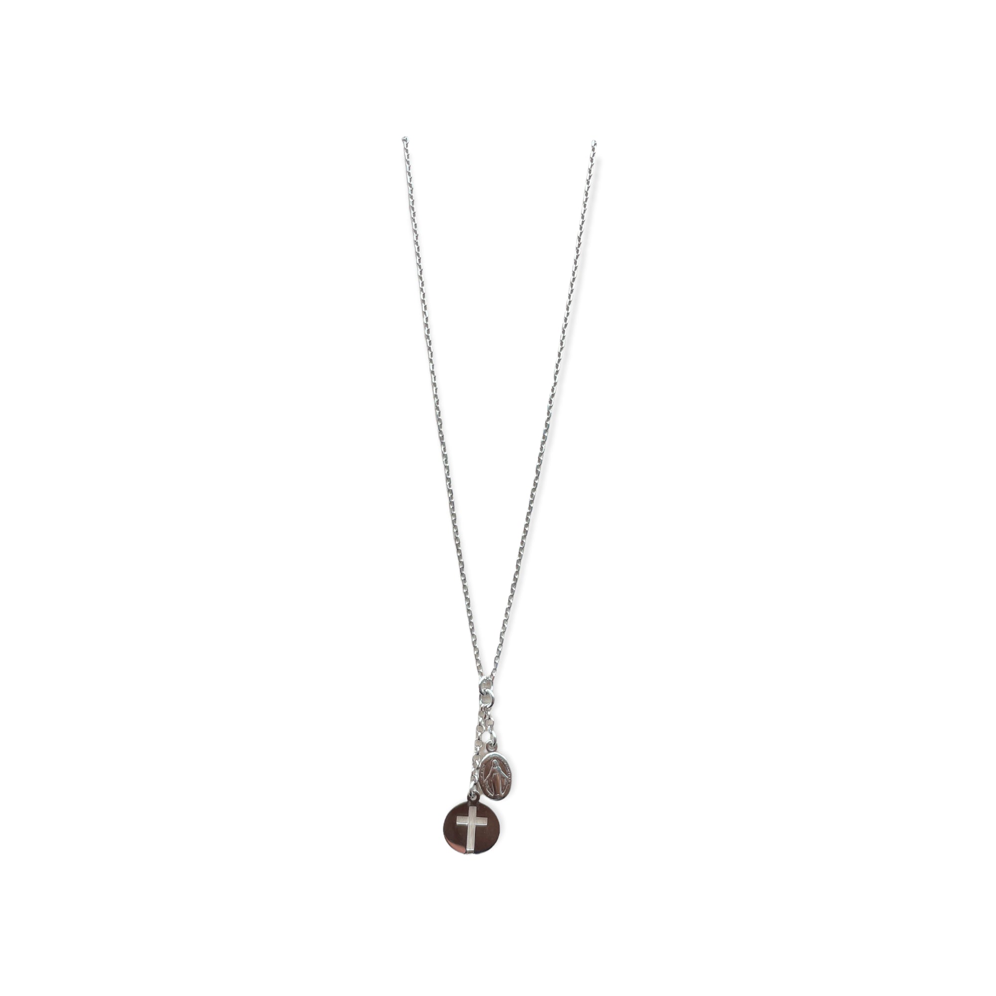 Collana in Argento con Ciondolo Madonna Miracolosa e Croce