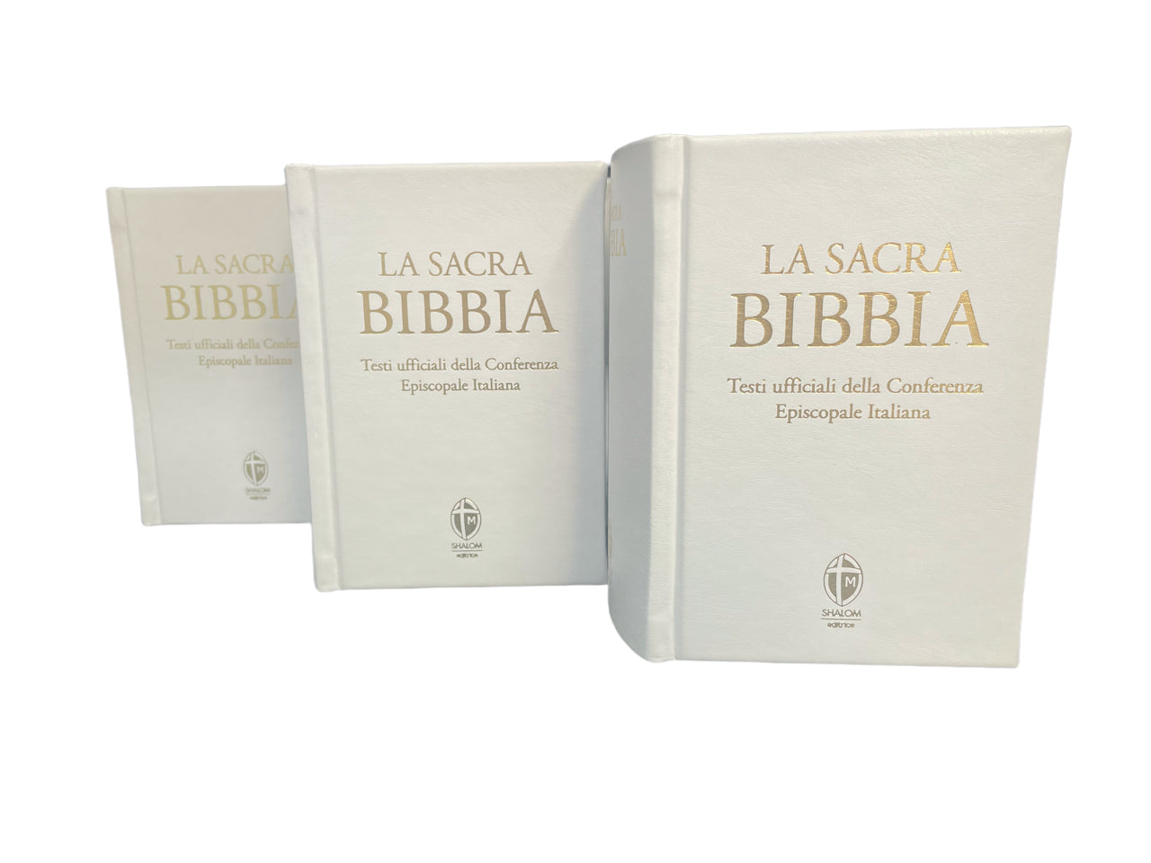 Sacra Bibbia tascabile in ecopelle bianca