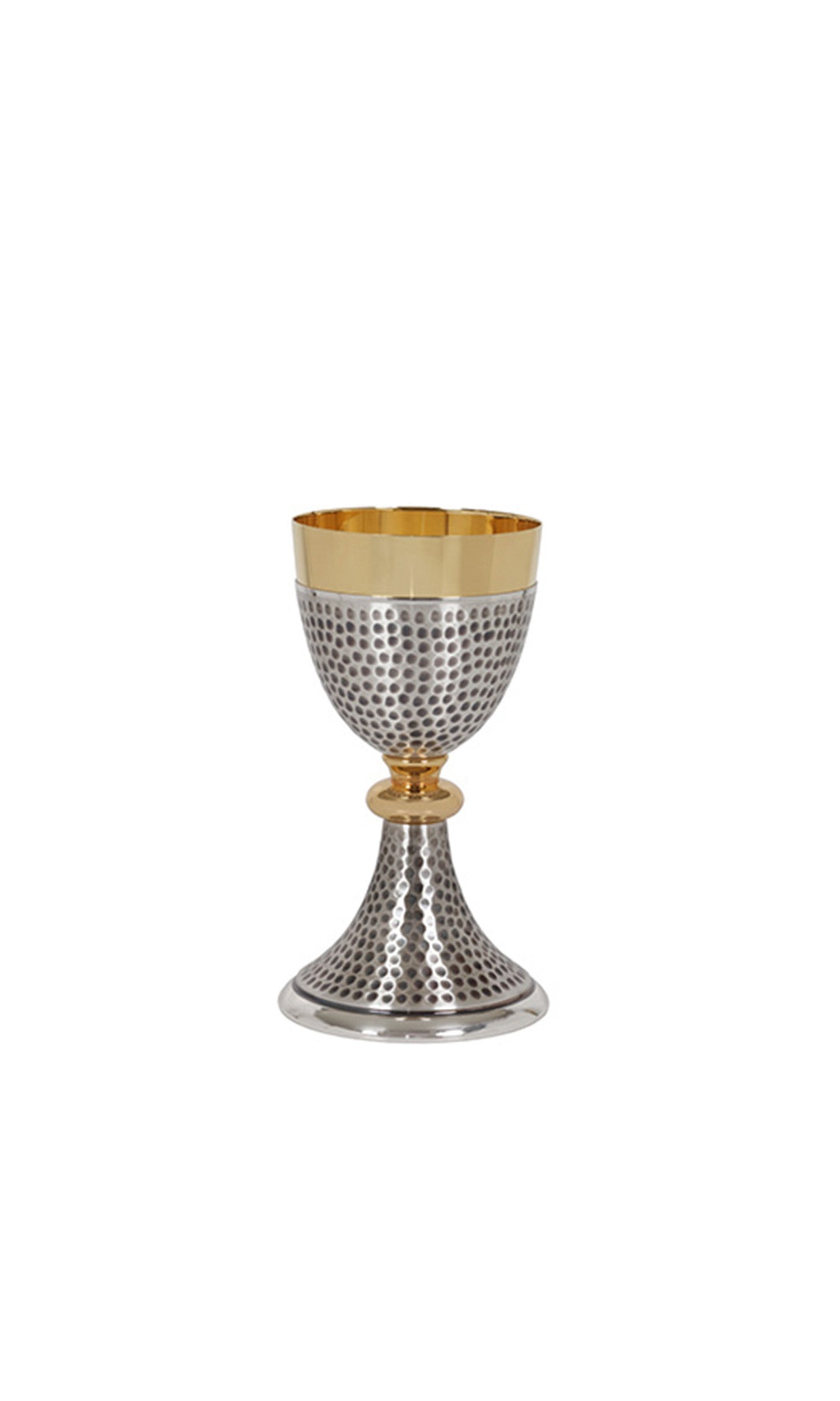 Calice in ottone color Argento con cesellature effetto martellato