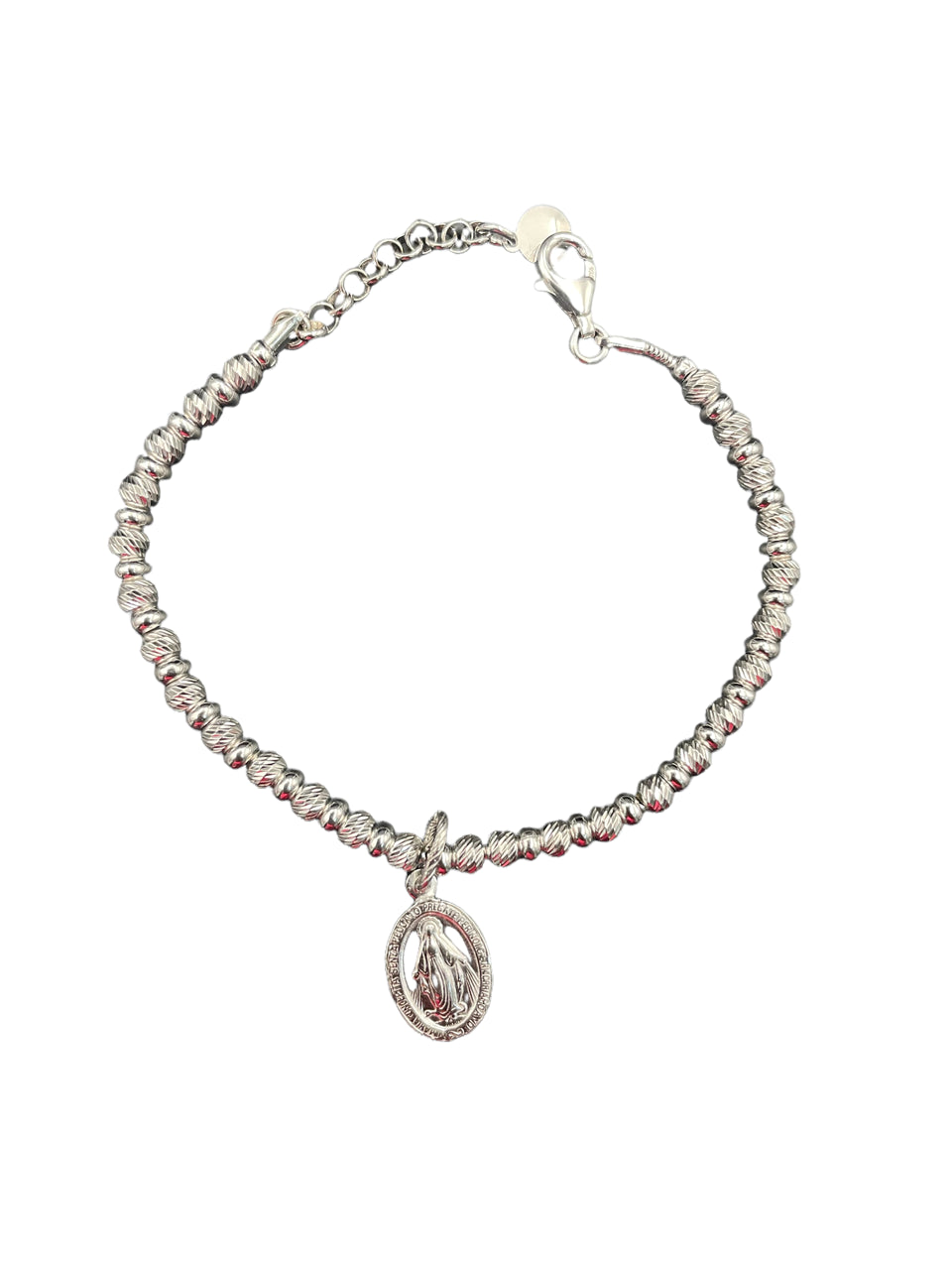 Bracciale argento 925 pepite e medaglia Miracolosa