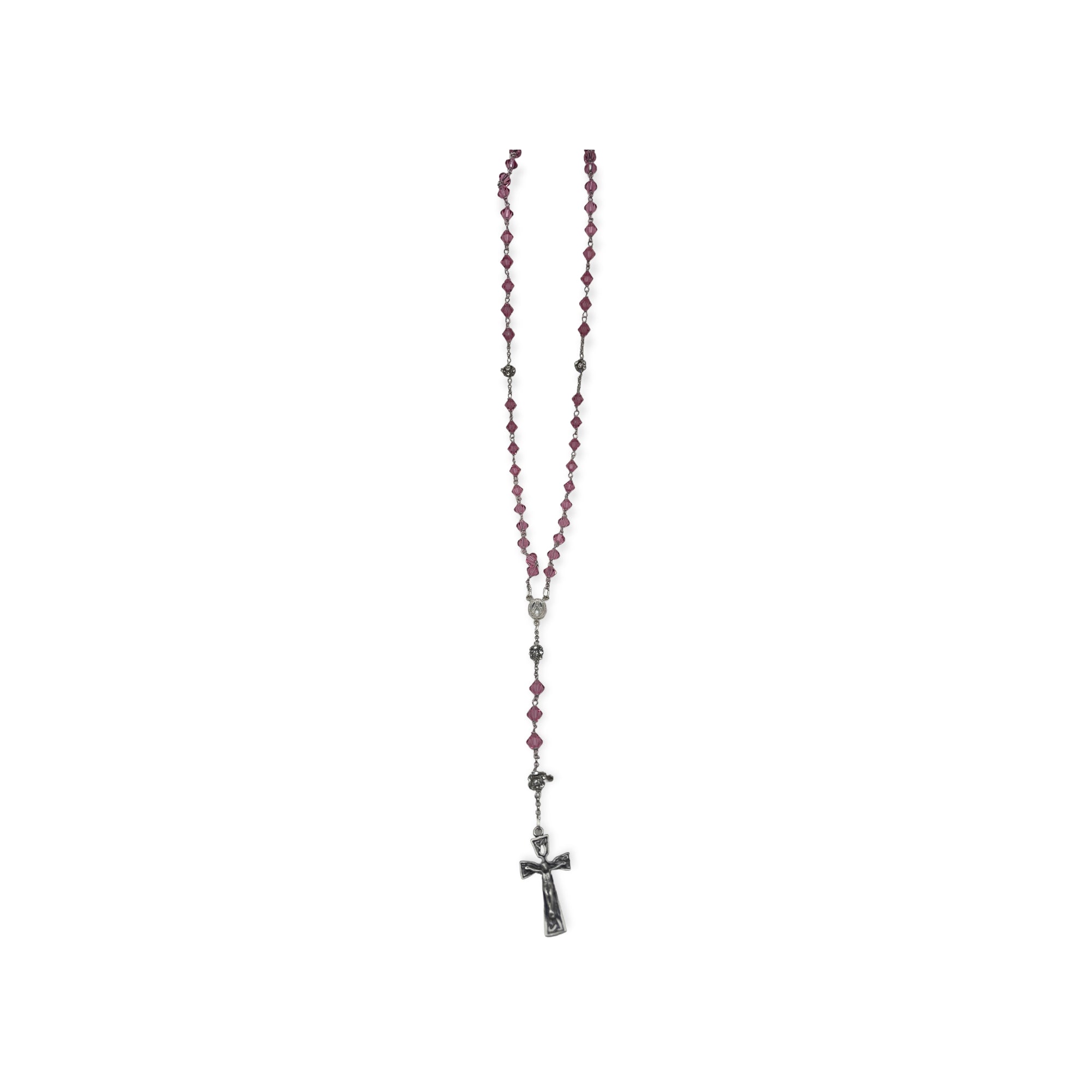 Rosario da collo in argento e Swarovski