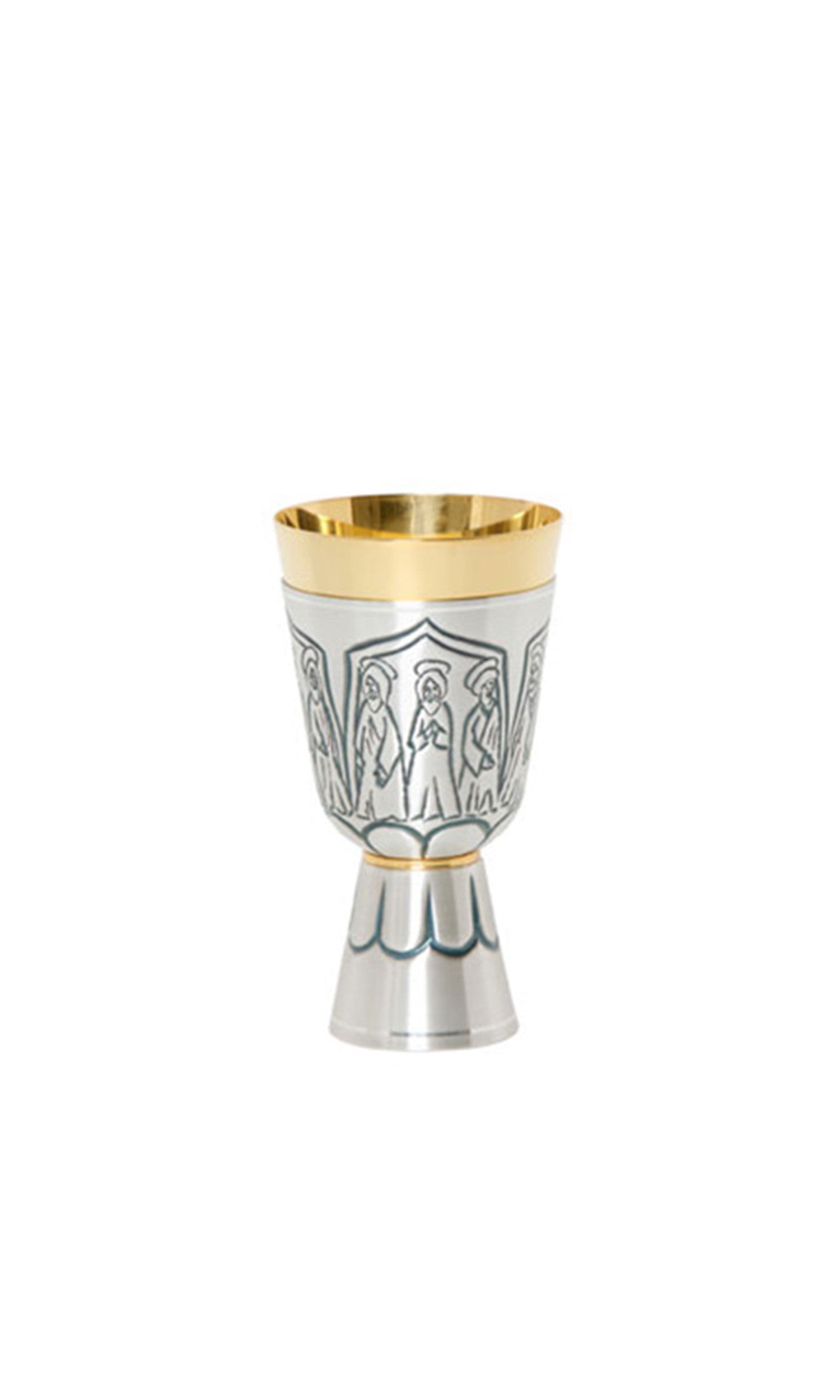 Calice dal design moderno in Ottone Colore Argento con Apostoli