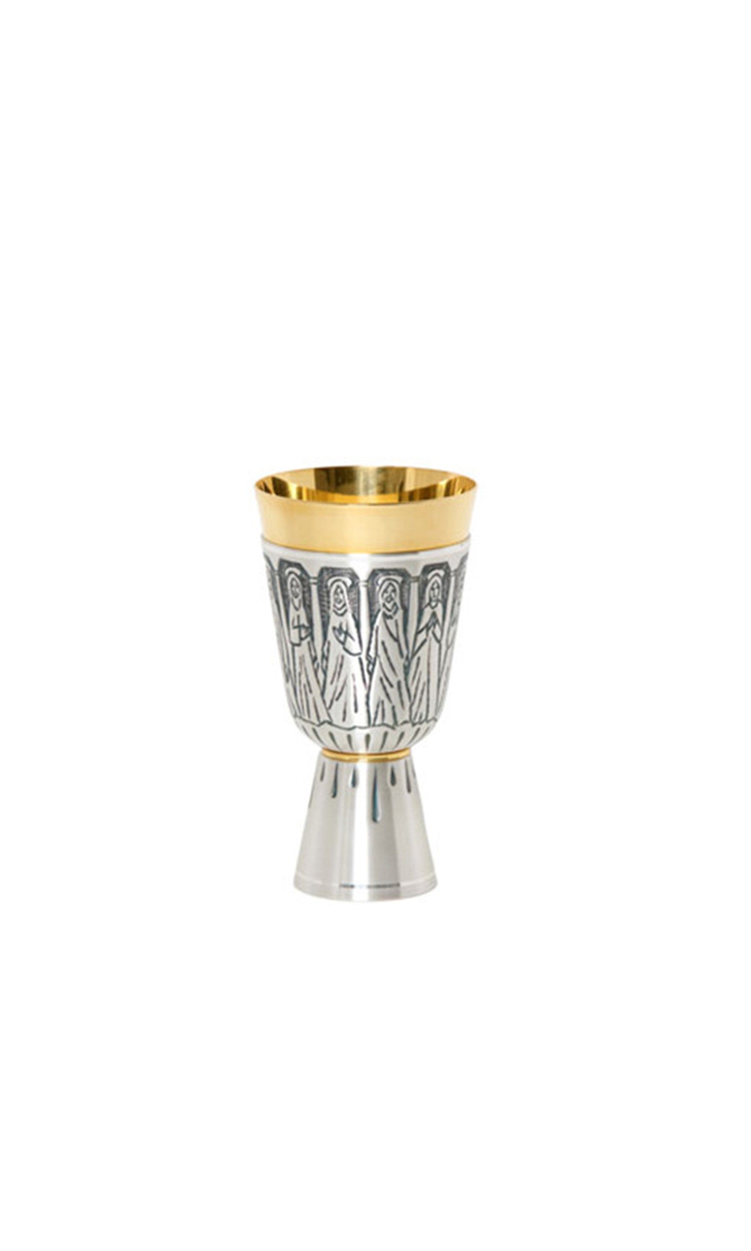 Calice Apostoli In Ottone Colore Argento e Coppa Oro