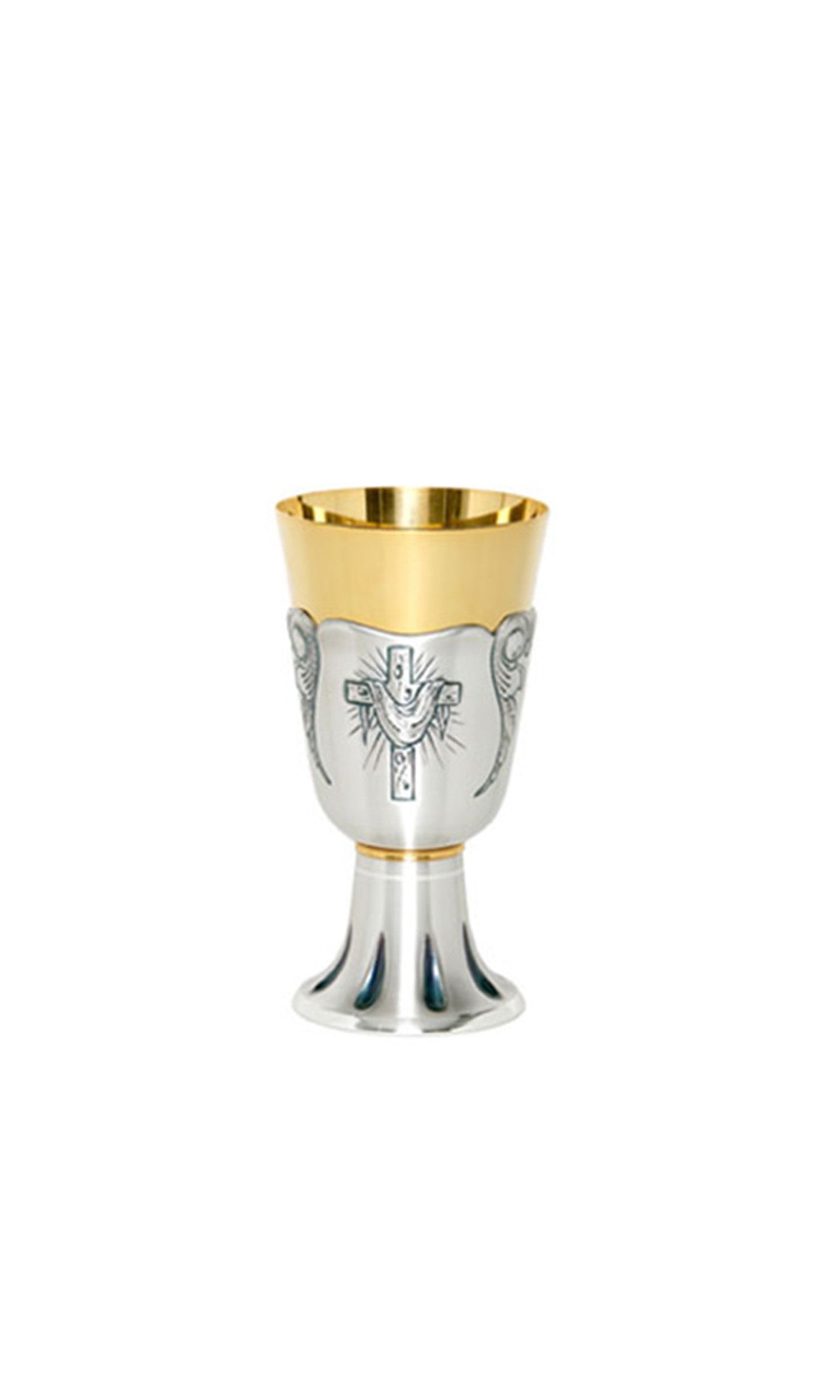 Calice Croce Gloriosa con drappo in Ottone colore Argento e Coppa Oro