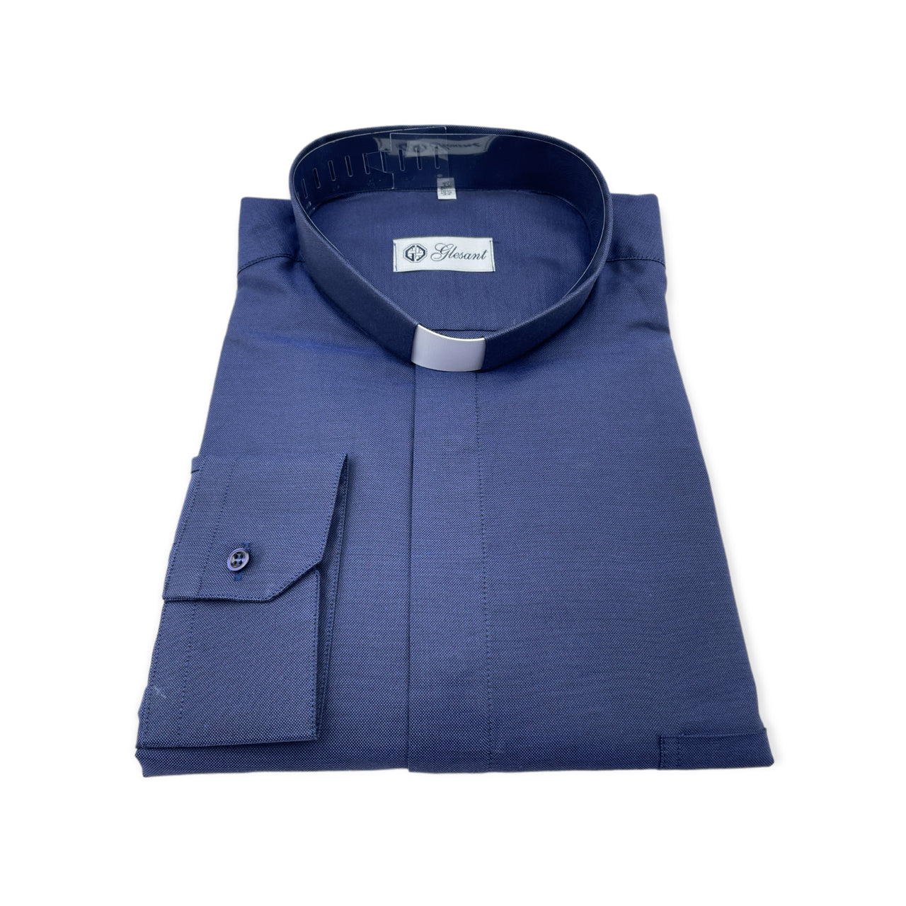 Camicia Sacerdotale in Piquet Puro Cotone Blu o Grigio Manica Lunga