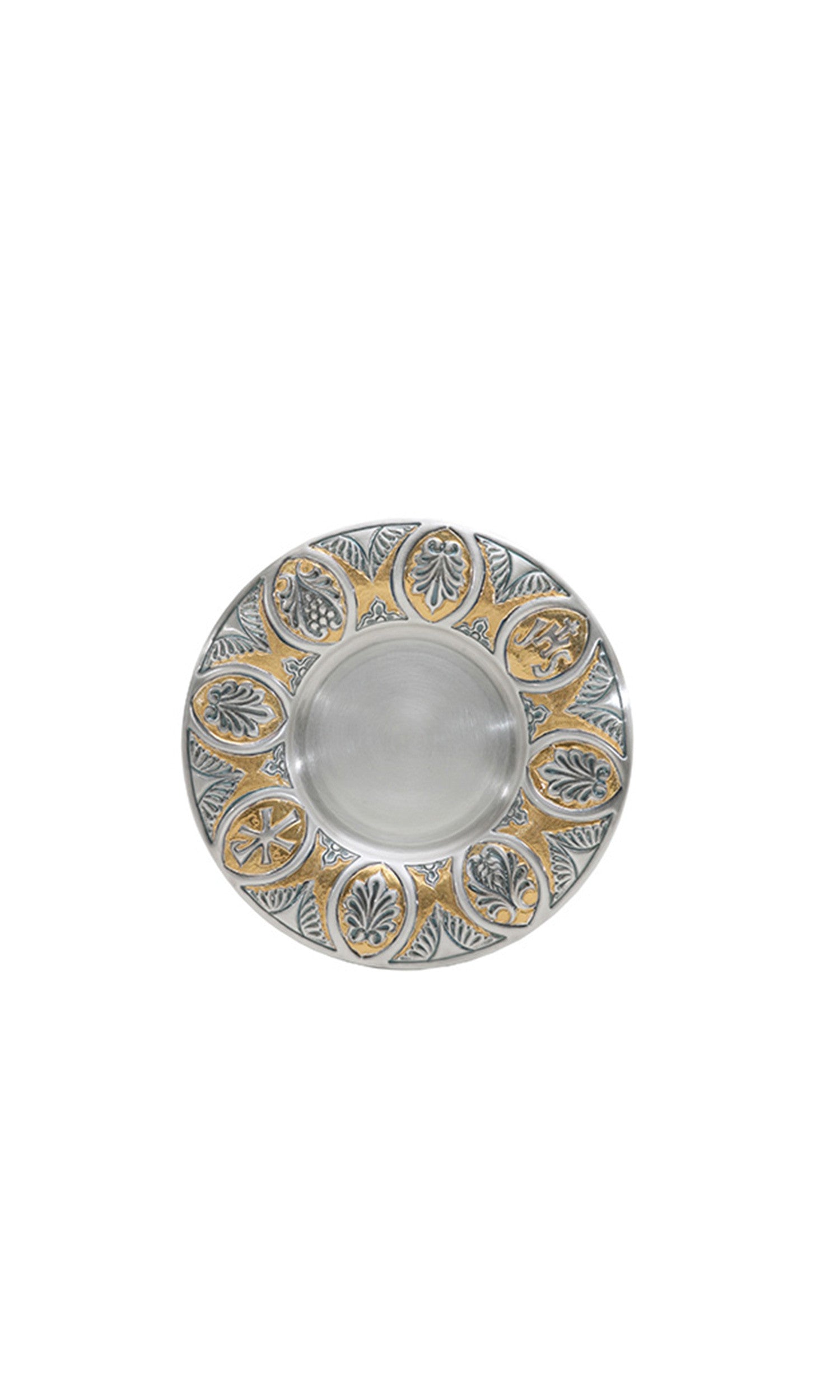Patena in Ottone Bicolore con cesellature e Inserti in Dorato