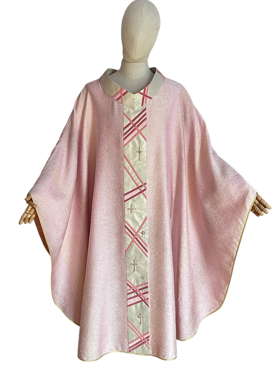 Casula con Stolone Moderno Inserti in Velluto e Croci in Legno Ulivo (Colori Disponibili)