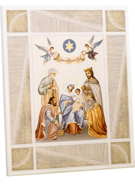 Icona legno Santo Natale 20x25 cm