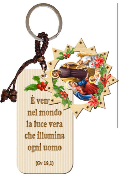 Portachiavi in Legno di Natale con Natività