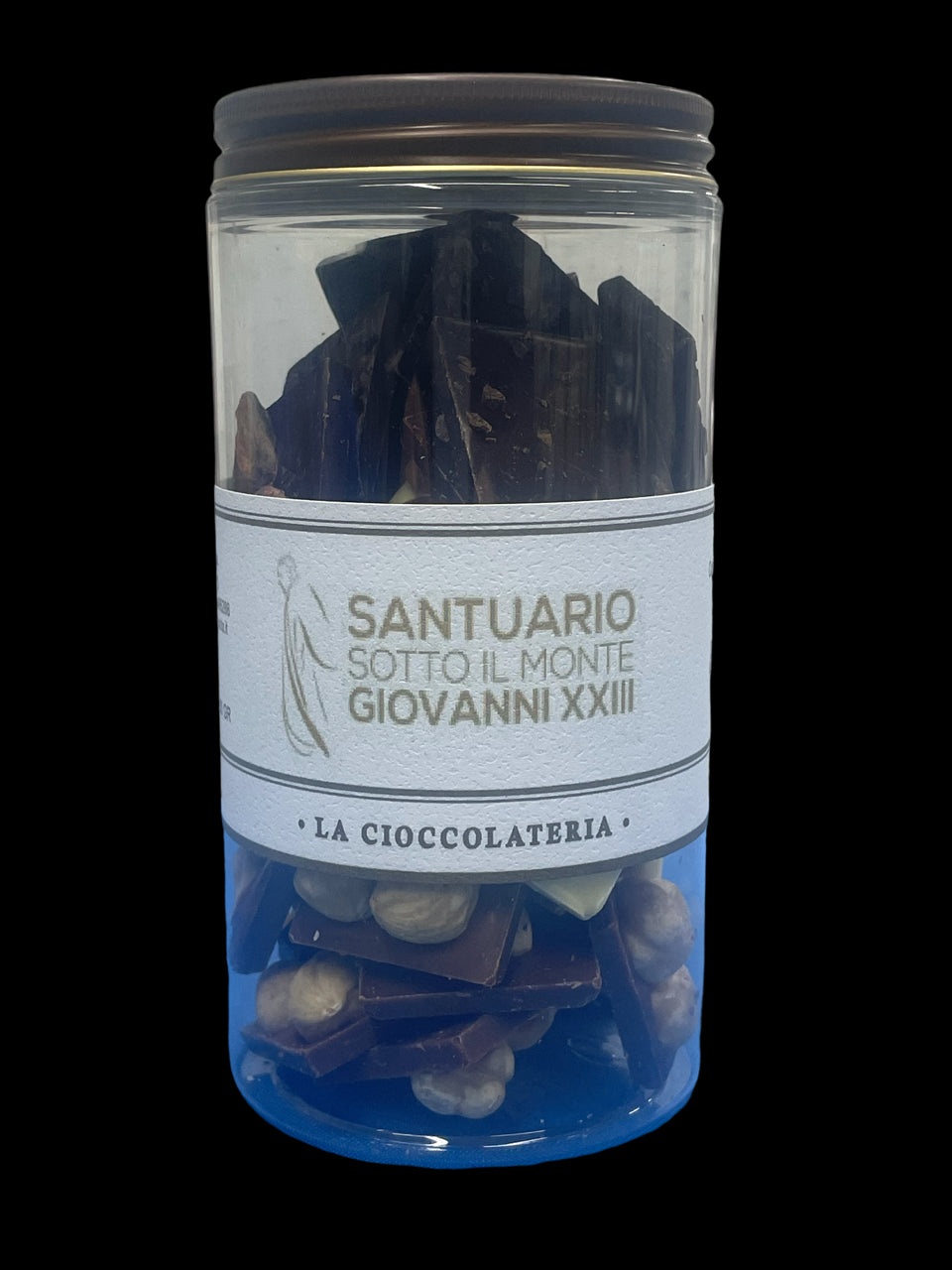 Tavolette di cioccolata con frutta secca in barattolo