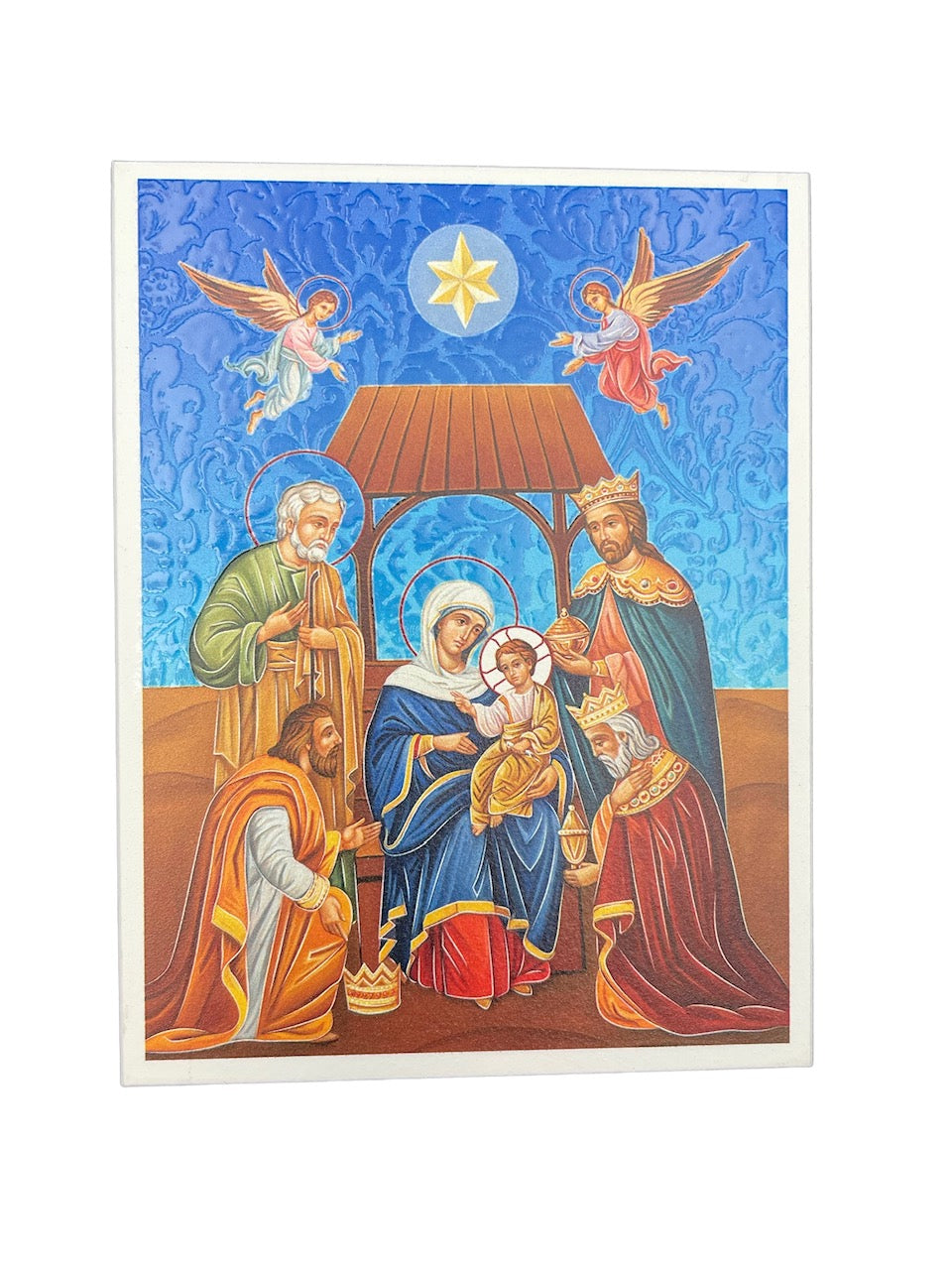 Quadretto di Natale in Legno con Dettagli a Rilievo 9 x 12 cm