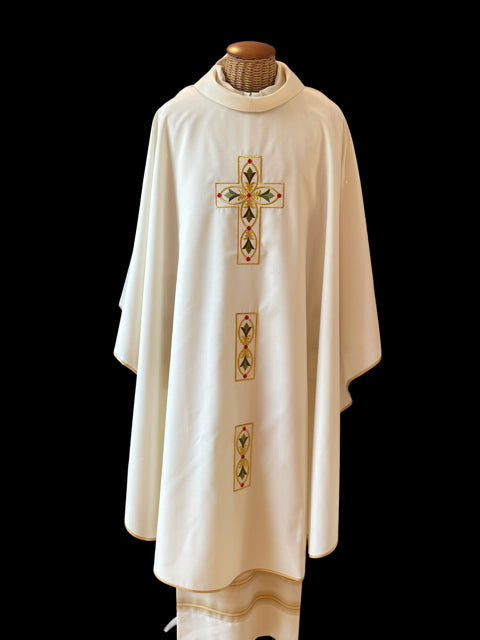Casula con Ricamo Croce (Colori Liturgici e Morello Disponibili)