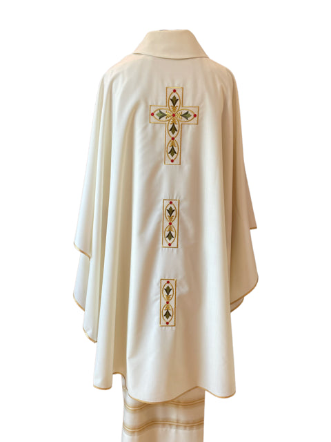 Casula con Ricamo Croce (Colori Liturgici e Morello Disponibili)