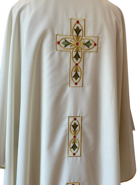 Casula con Ricamo Croce (Colori Liturgici e Morello Disponibili)