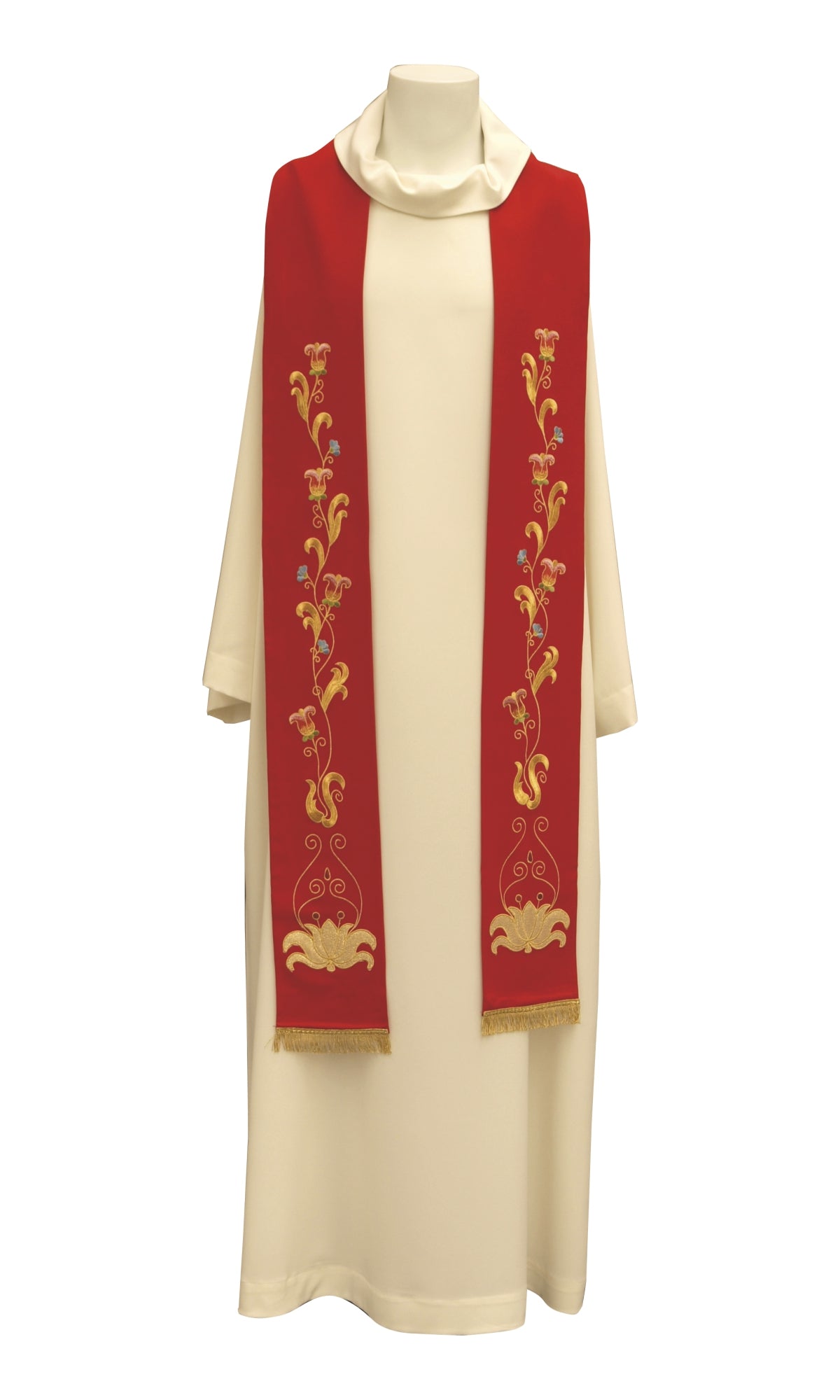 Stola per Sacerdote  con Ricamo Floreale (Colori Liturgici Disponibili)