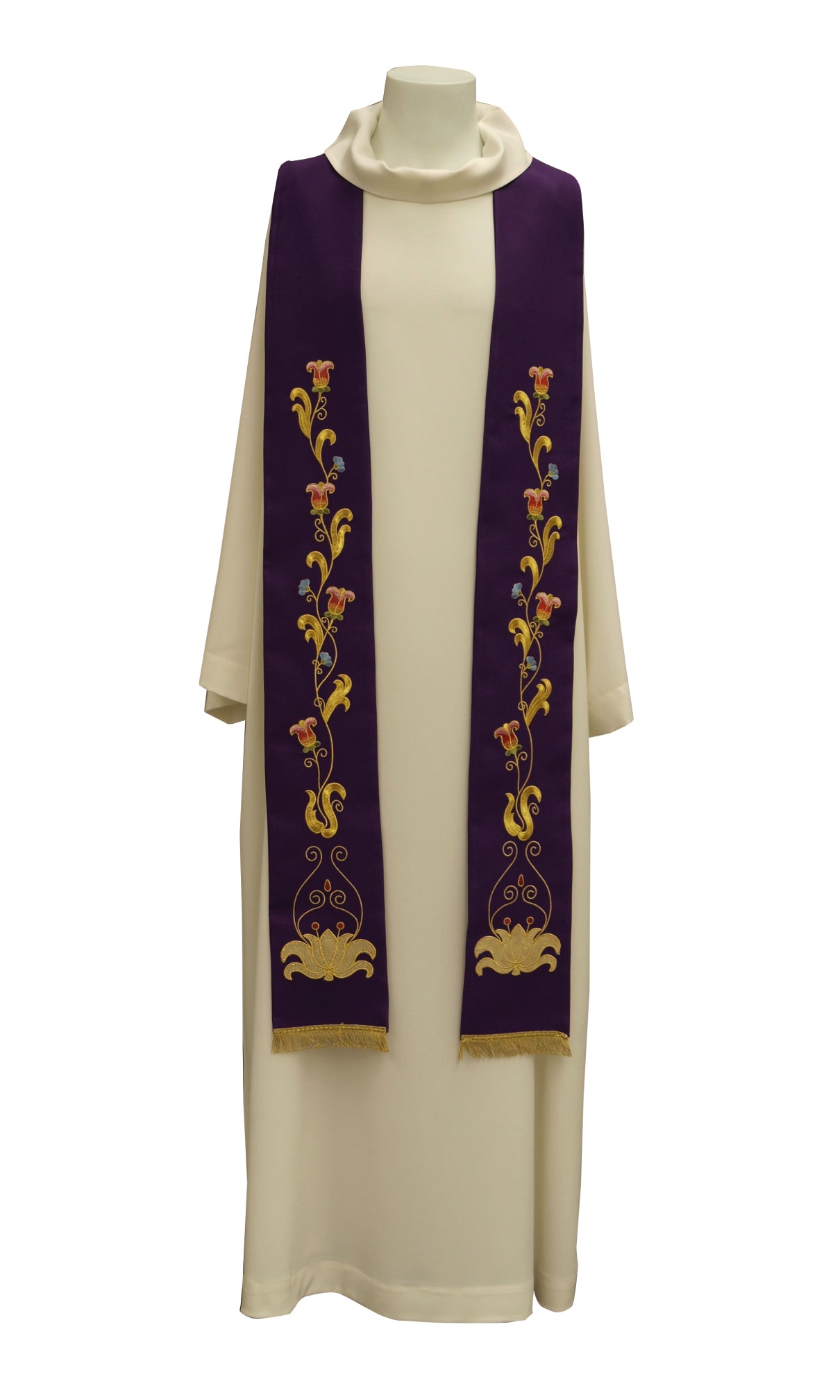 Stola per Sacerdote con Ricamo Floreale (Colori Liturgici Disponibili)