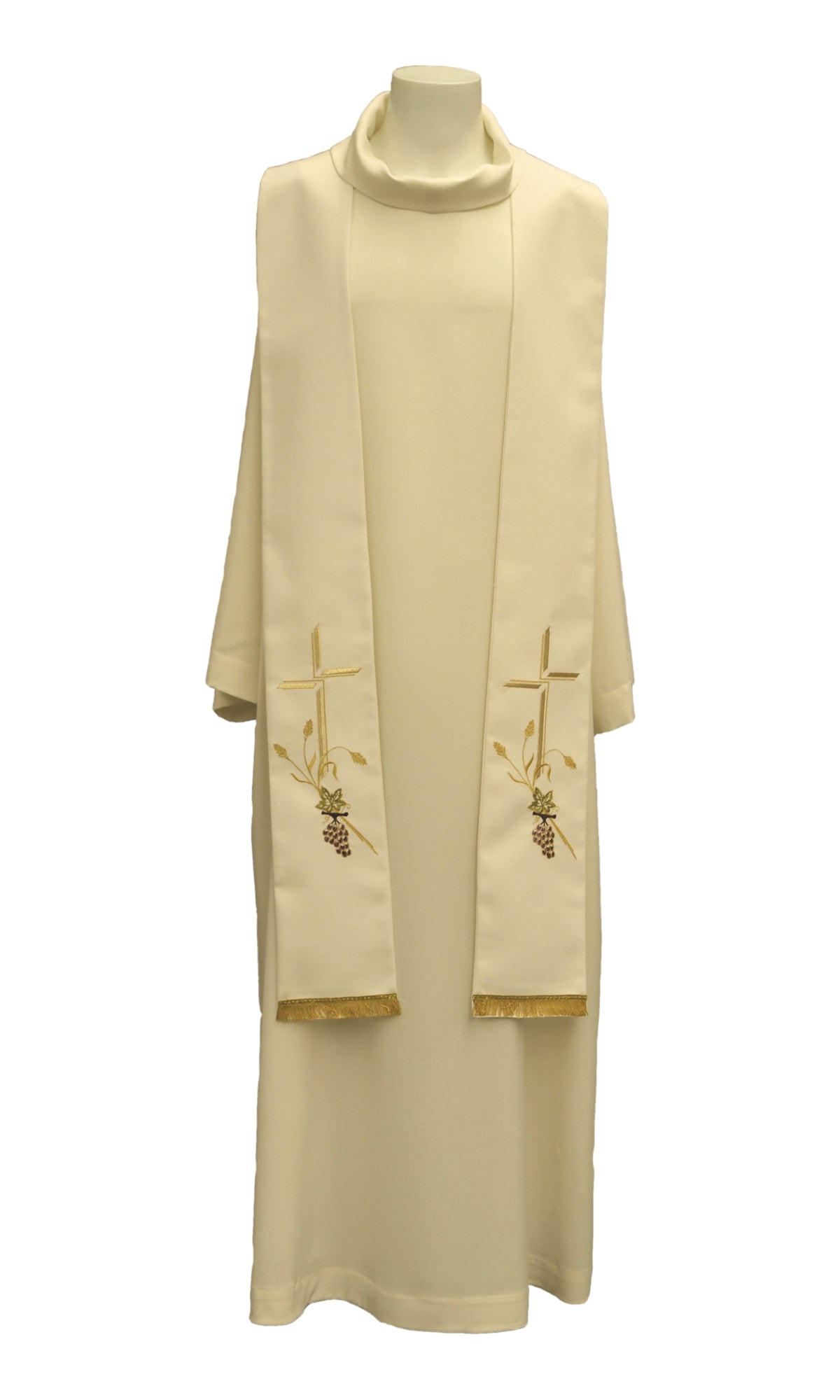 Stola per Sacerdote con Ricamo Croce Grano Uva (Colori Liturgici Disponibili)