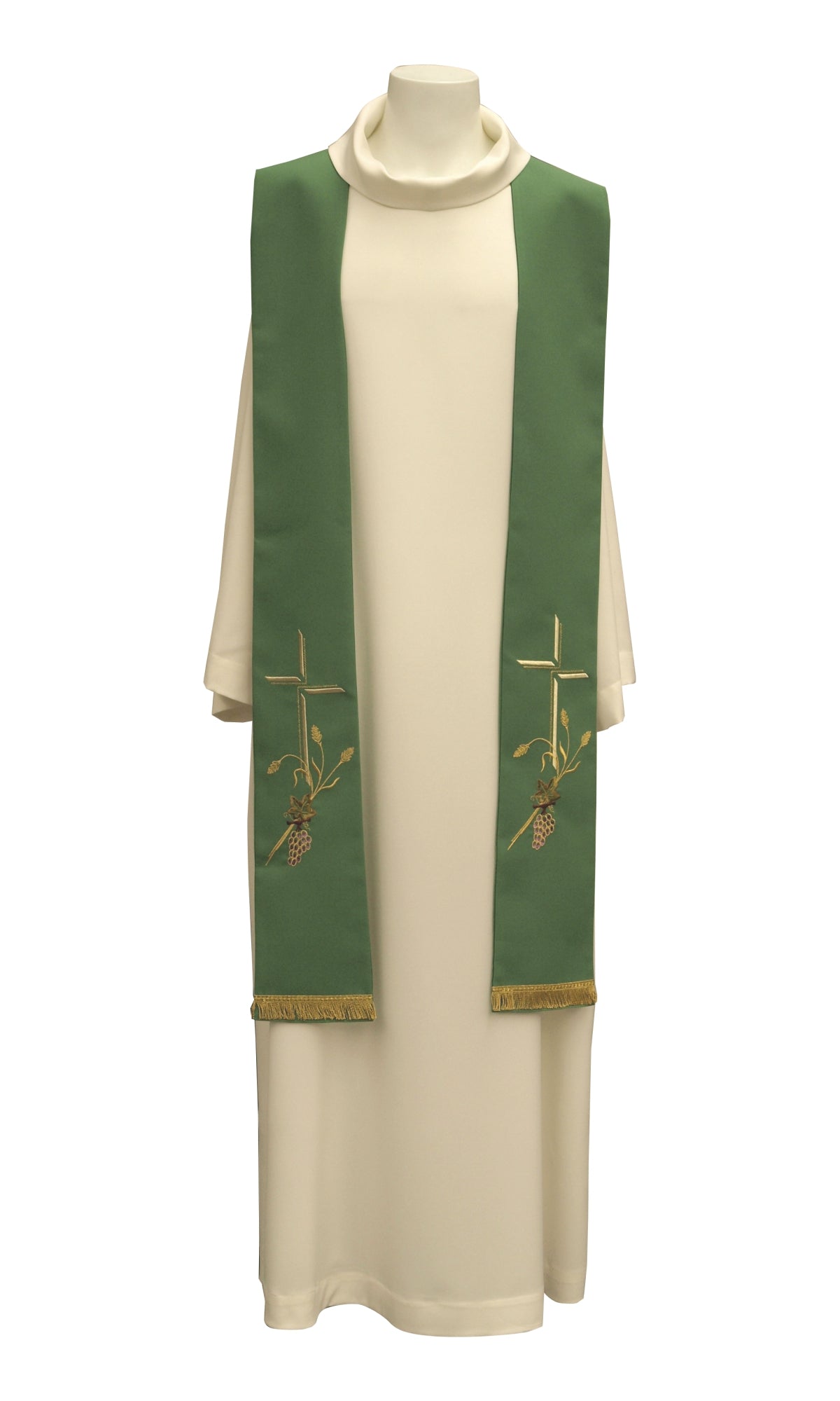 Stola per Sacerdote con Ricamo Croce Grano Uva (Colori Liturgici Disponibili)