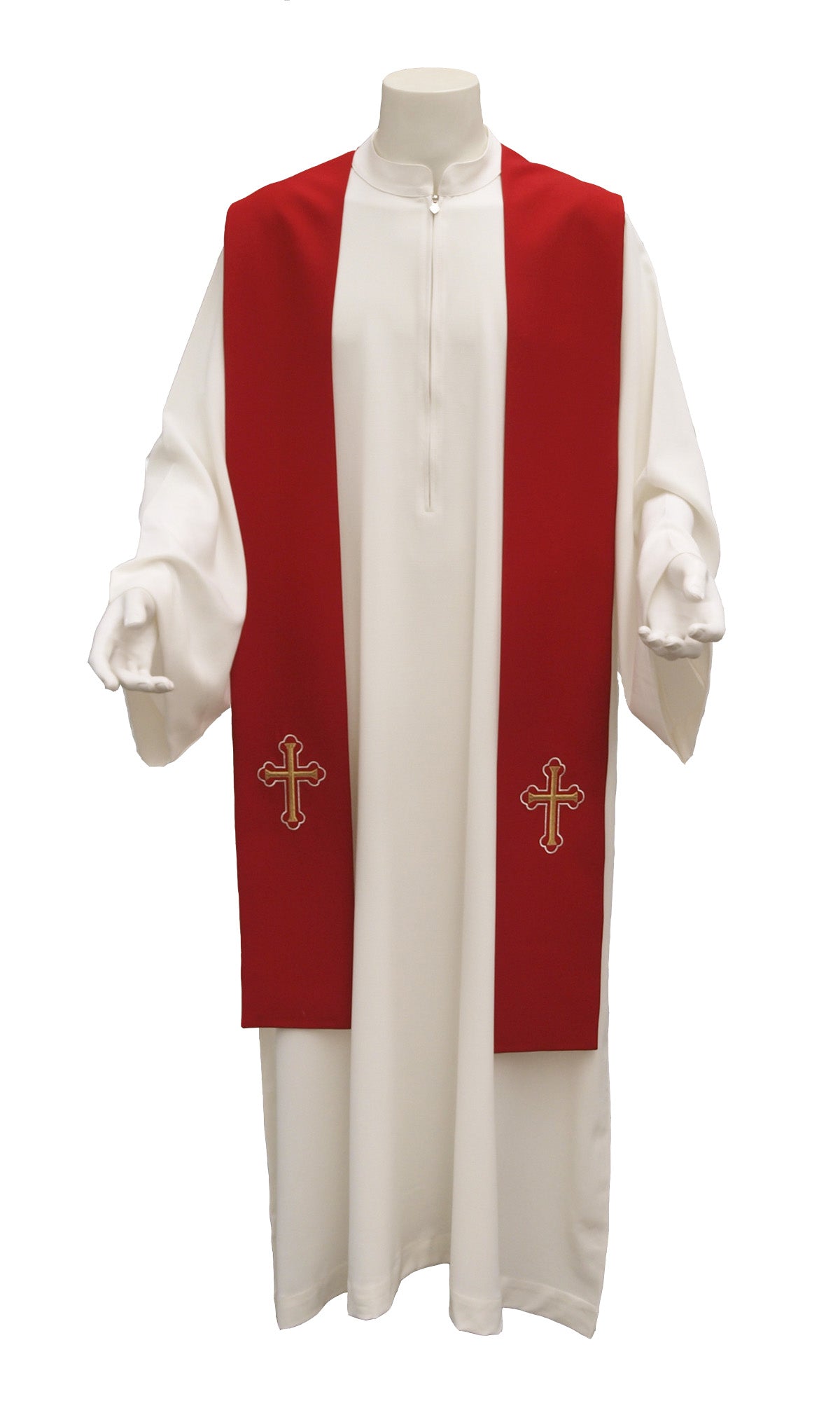 Stola Economica per Sacerdote Poliestere 100% Ricamo Croce Trilobata