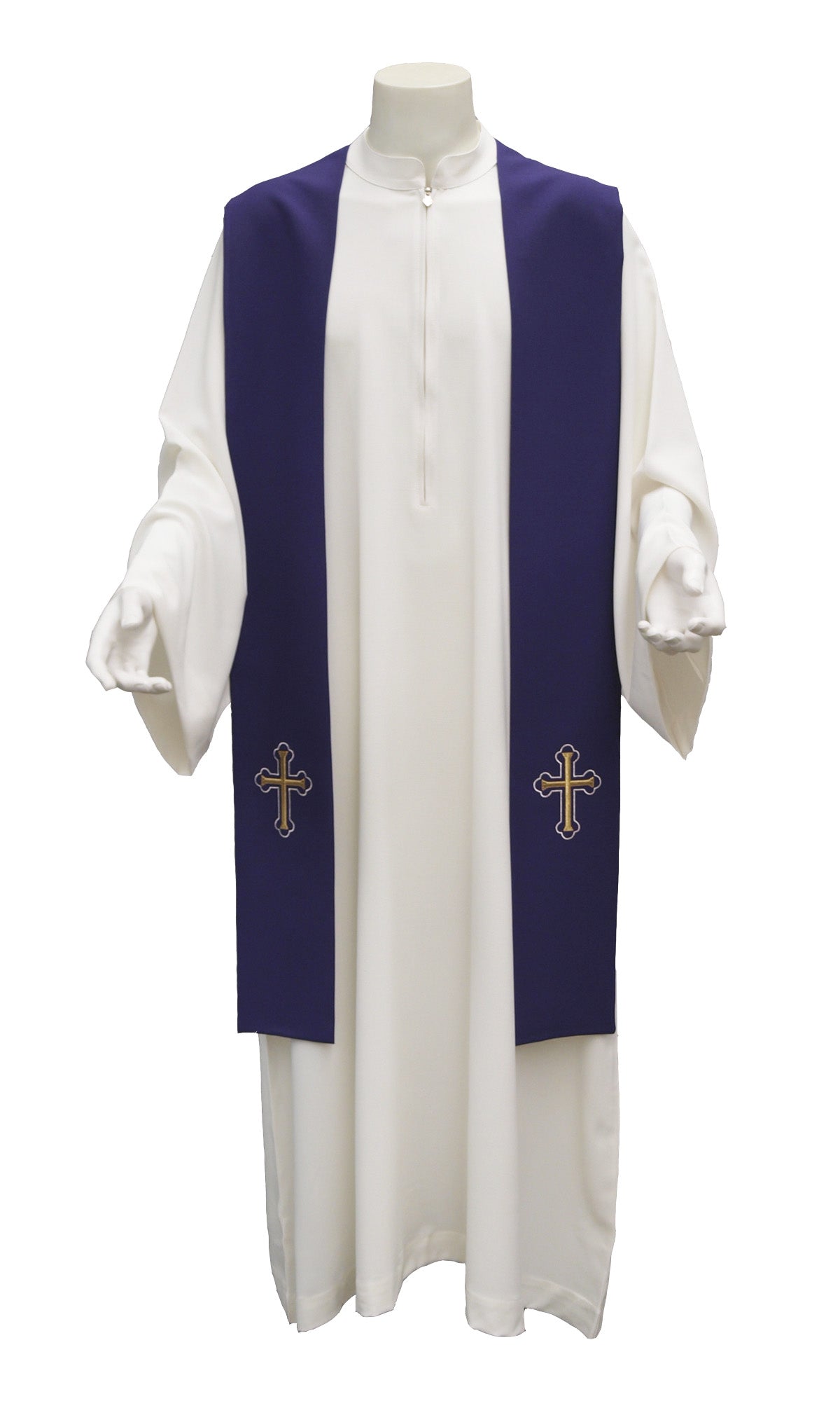 Stola Economica per Sacerdote Poliestere 100% Ricamo Croce Trilobata